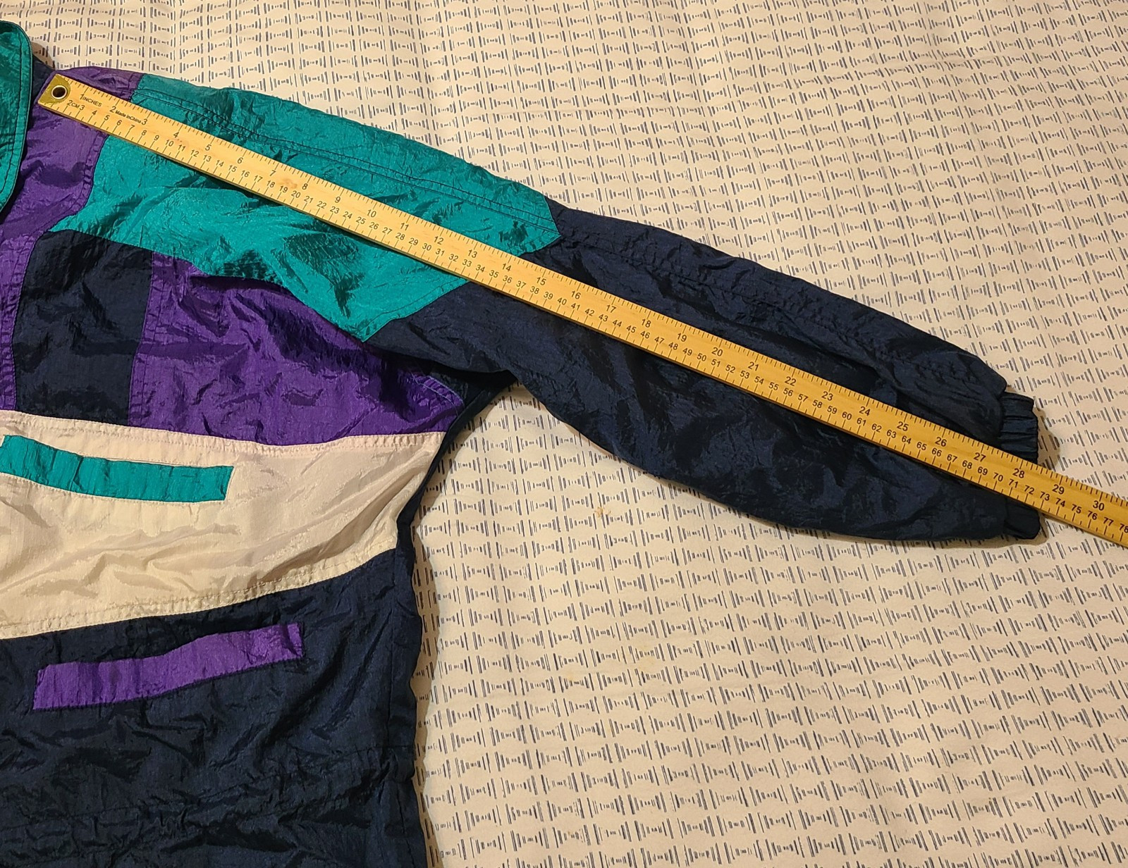 Andy Johns Winter Color Block Teal Purple White Jacket VTG Size Large Womens
