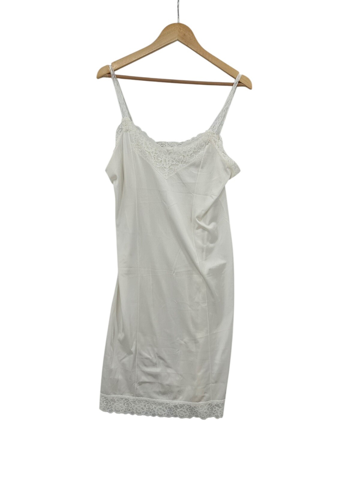 Deena Full Slip Dress Vintage Womens Size 38 Ecru Fairycor3 Cottagecore Lace