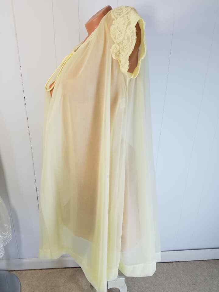Vtg 60s Yellow Chiffon Robe Peignoir Gossard Artemis Petite S M L bust 42
