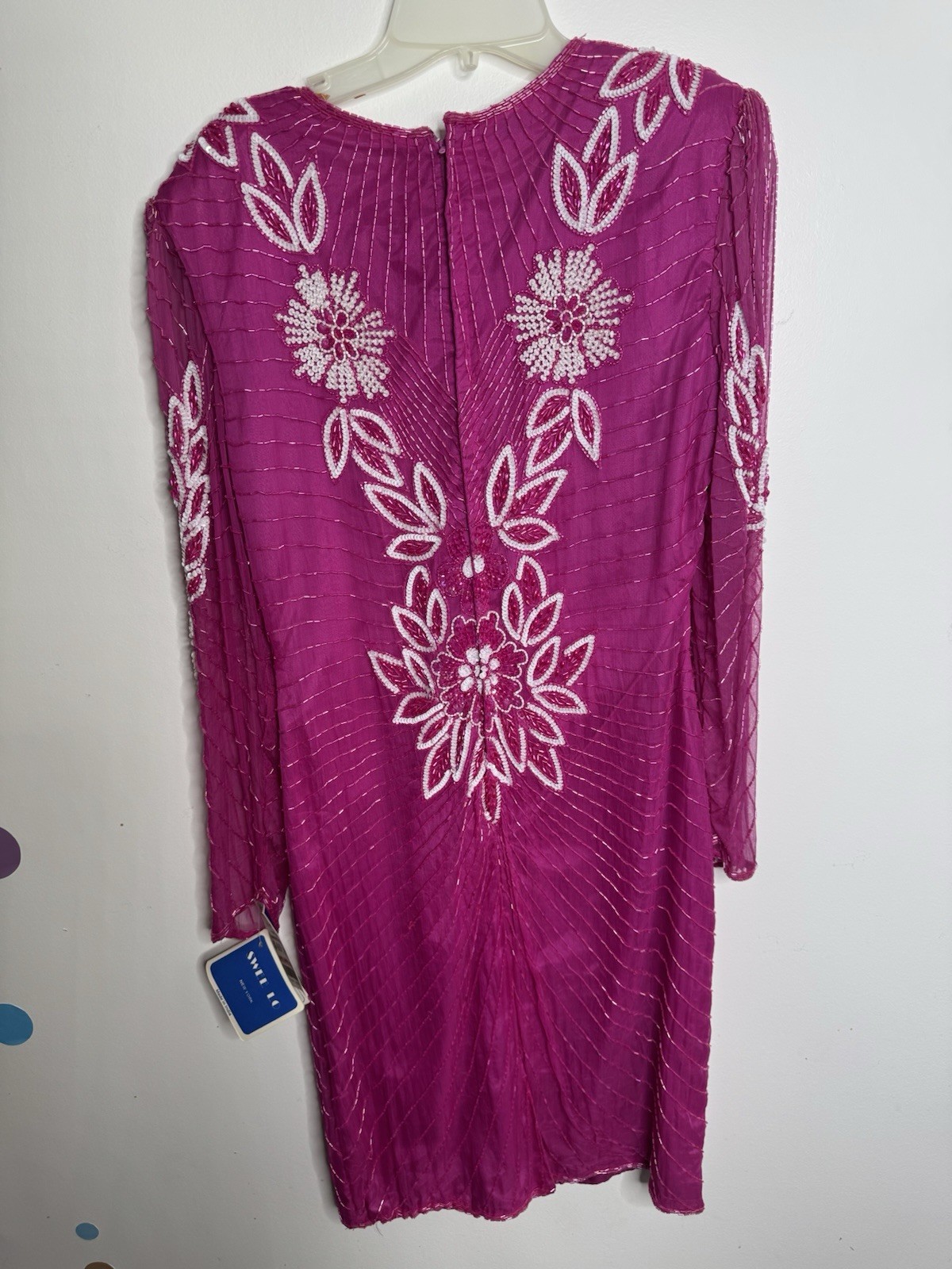 Vintage Sweelo Pink Beaded Formal Hollywood Star Dress Gown Glam M
