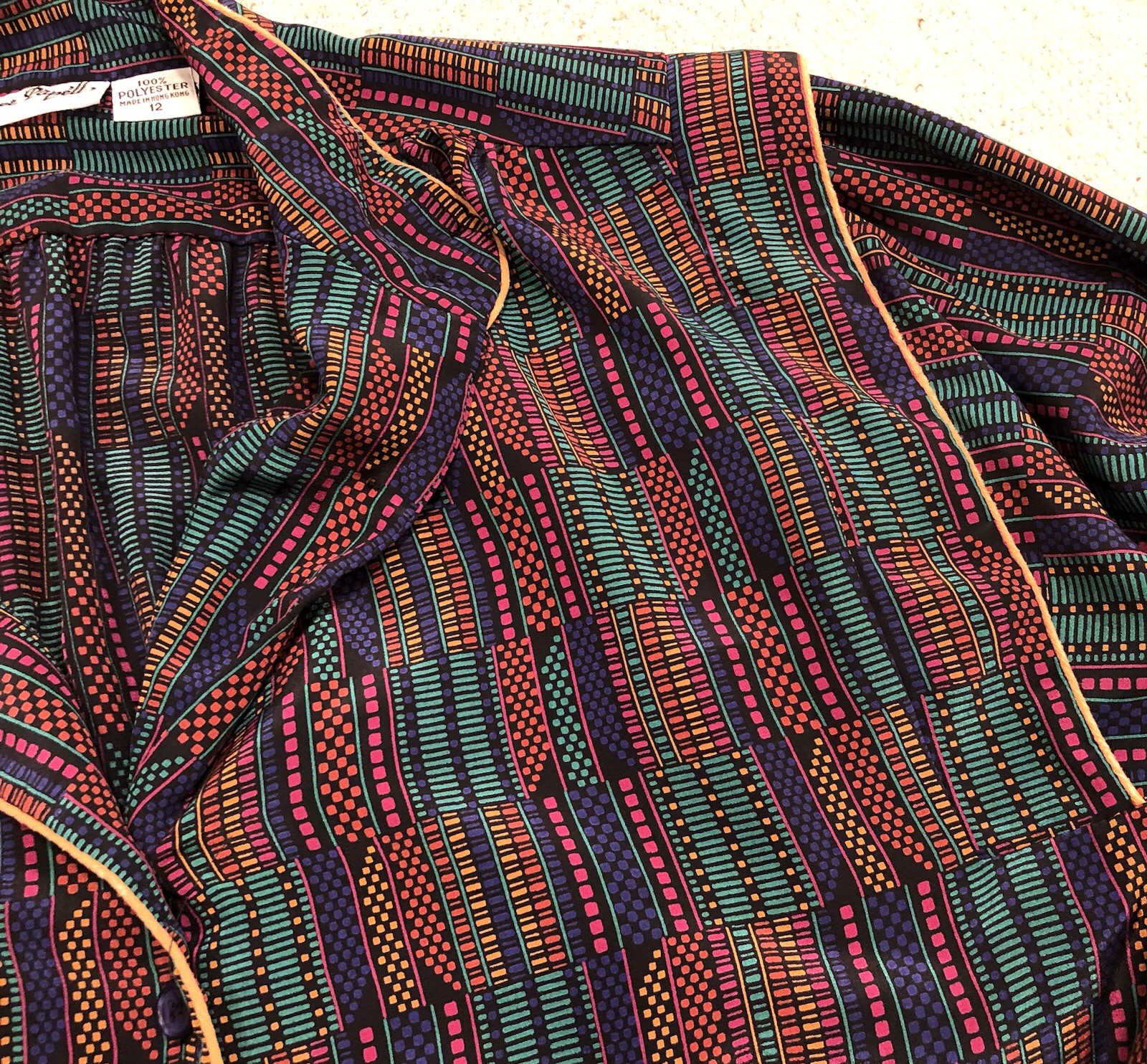 Jaymee Papell Vintage Blouse, 12, Multicolor, Button Accents