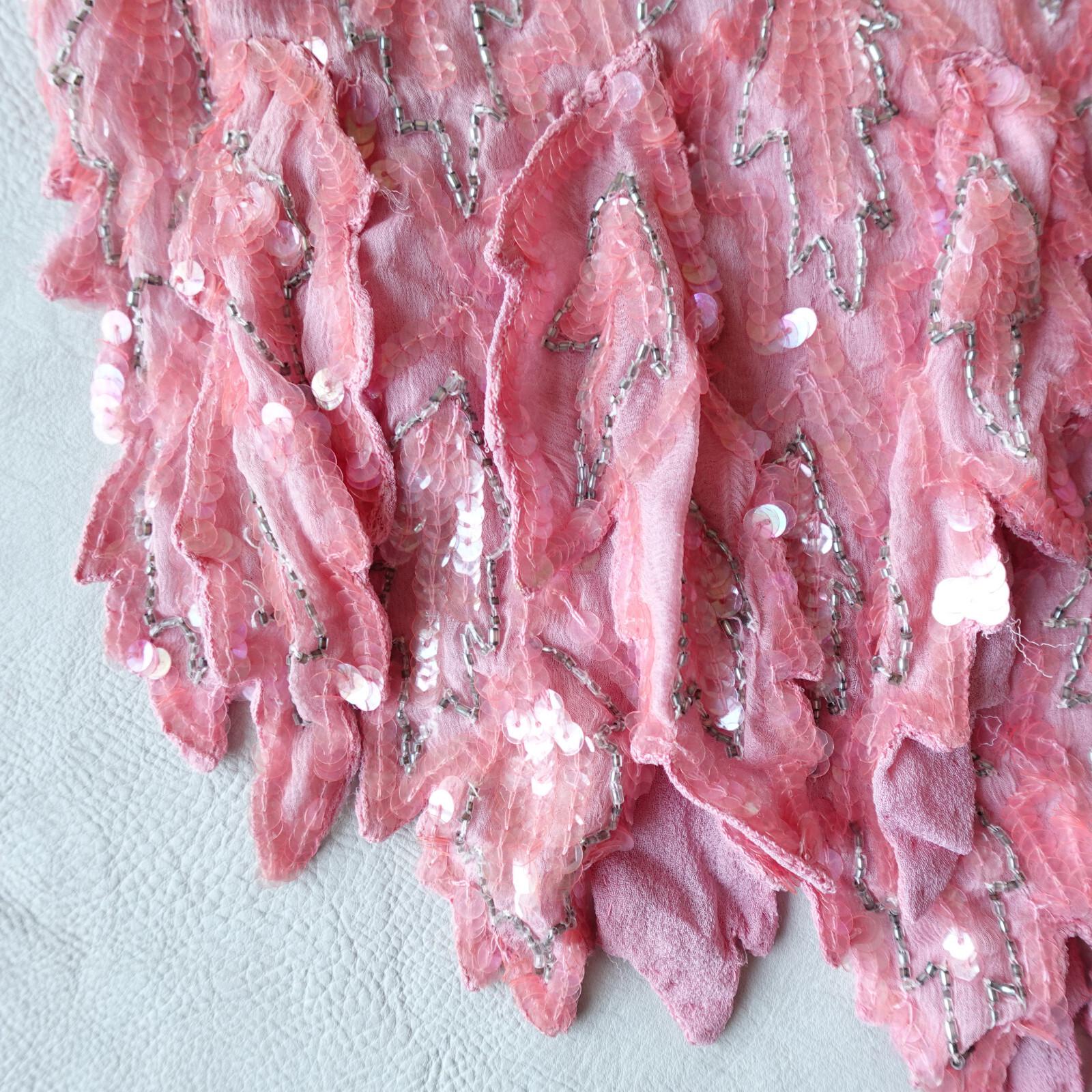 Vintage India Silk Beaded Sequin Dress Pink Party Cocktail Evening Retro