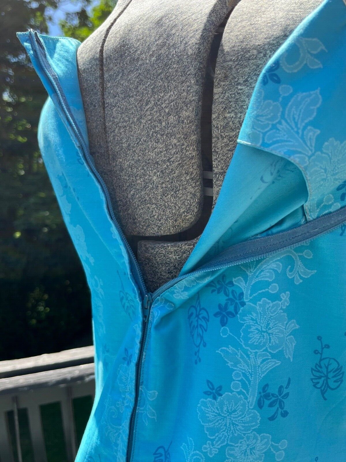 Vintage 1960’s MOD Royal Hawaiian Turquoise Blue Silk Cotton Mini Dress US 4-6 S