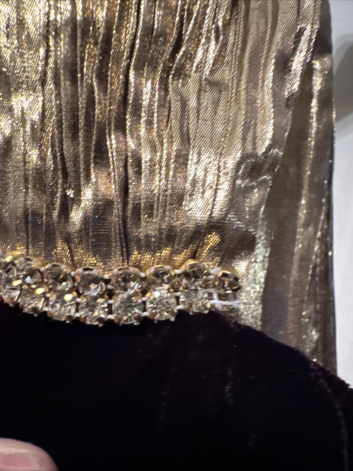 VTG Jessica Howard By Mitchell Rodbell Stunning Velvet Dress Gold Trim Size 10