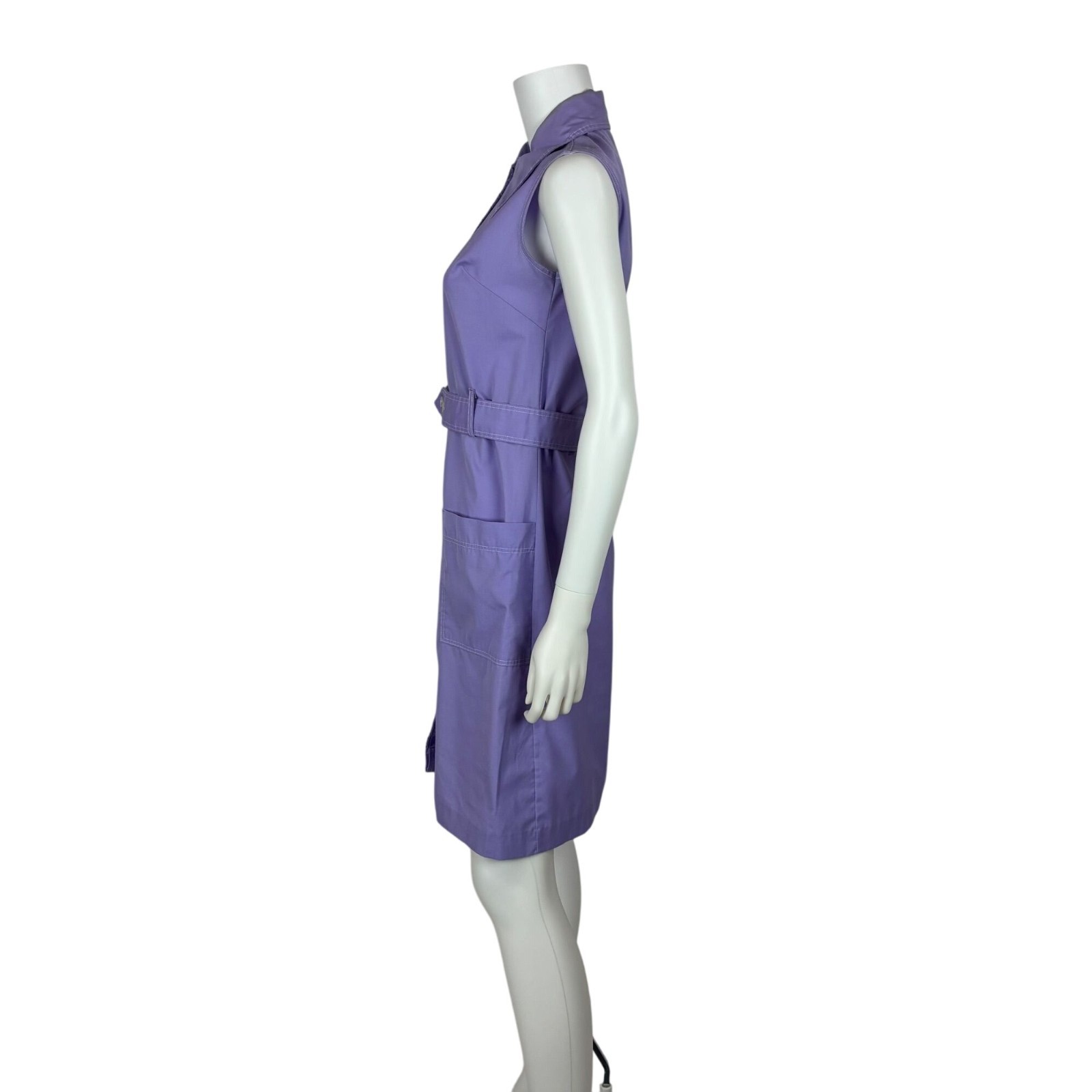 Vintage 70s Lavender Dress Womens S Mini Dagger Collar Waitress Canvas