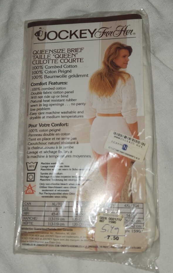 Vtg 1994 Jockey For Her Brief Queensize Culotte Courte 48-50 Combed Cotton