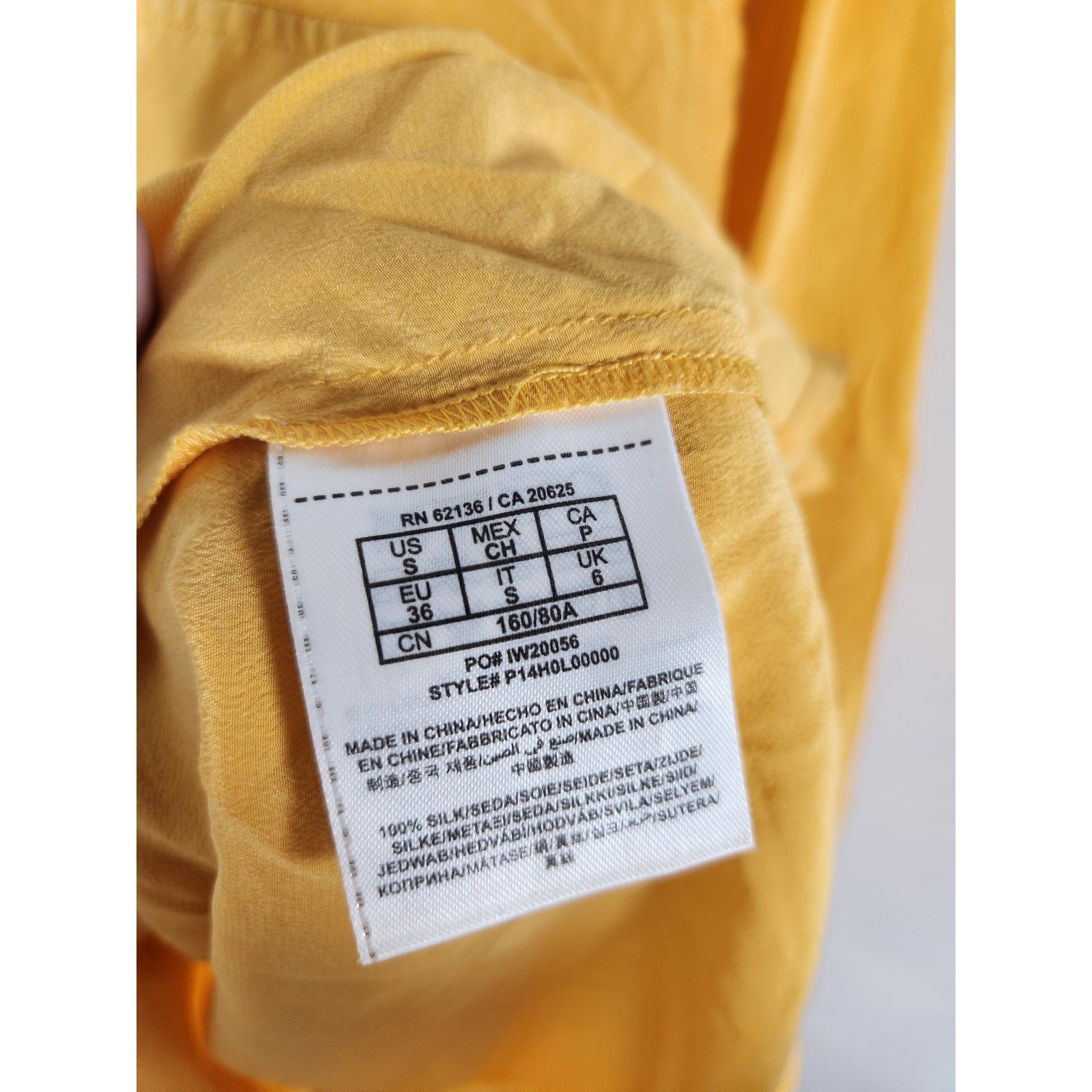 VTG Guess by Marciano Mustard Yellow Silk Long Sleeve Blouse Size Small