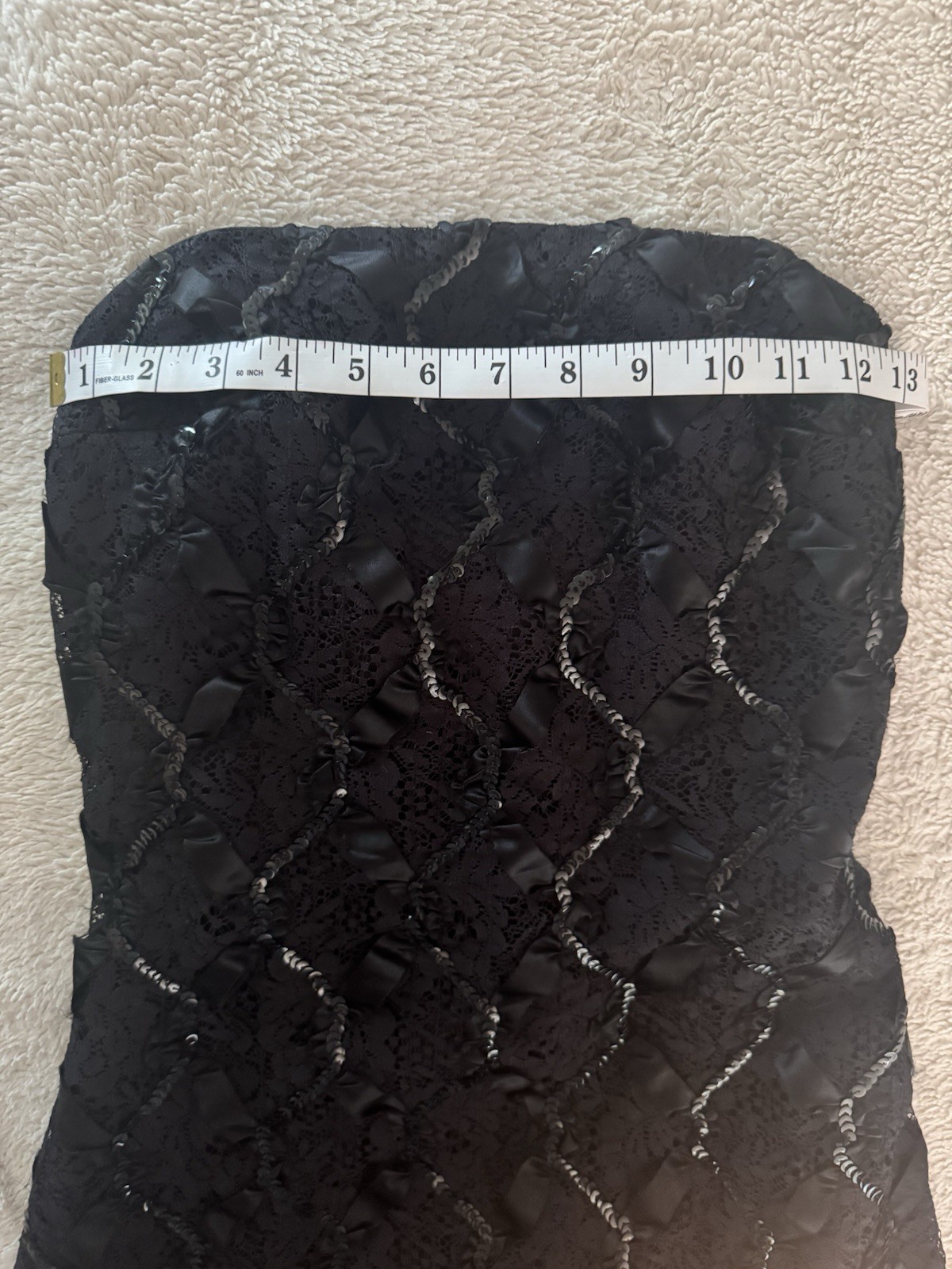 Women’s L.A. Glo Vintage Black Sequined Hi-low Strapless Cocktail Dress 11/12