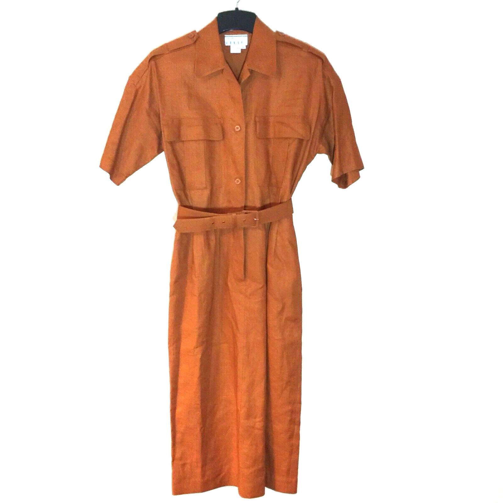 Vintage Ann Tjian for Kenar 2 Womn’s Linen Belted Midi Dress Size 10