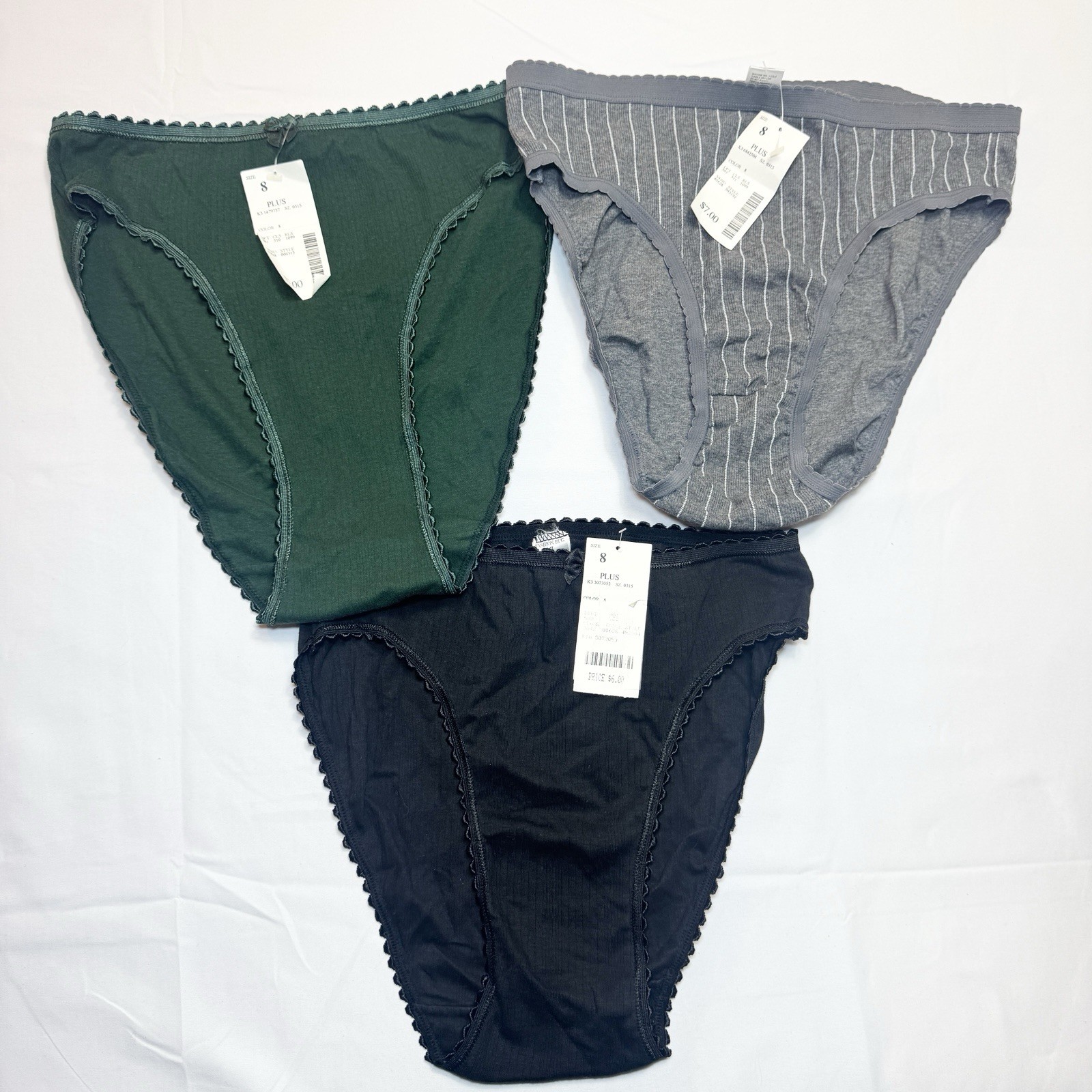 Vintage Fashion Bug High Cut Bikini Panties Size 8 Plus 90s 100% Cotton NOS X3