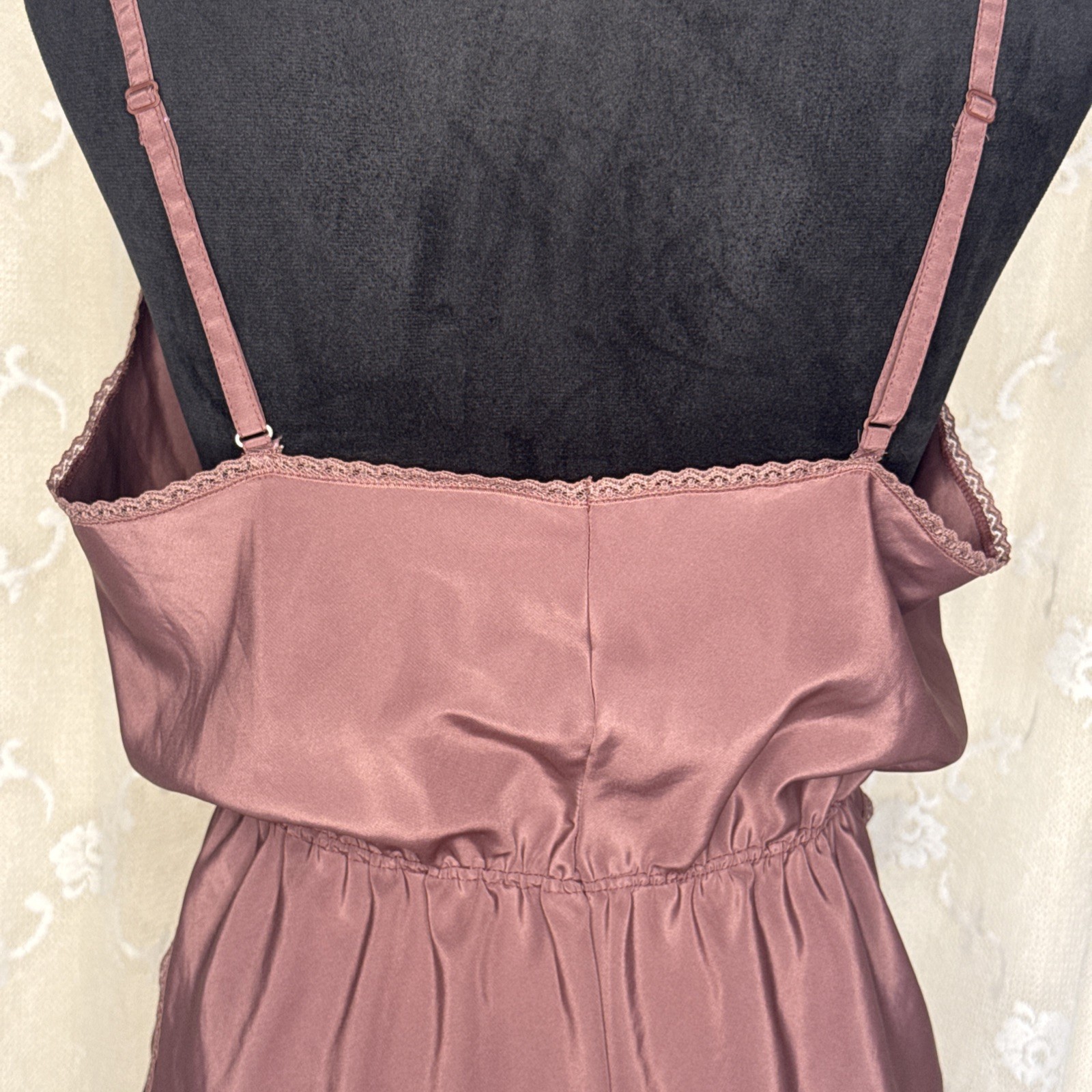VTG Lorraine Solid Grape & Scalloped Lace Sissy Teddy Romper Playsuit Med 38 B