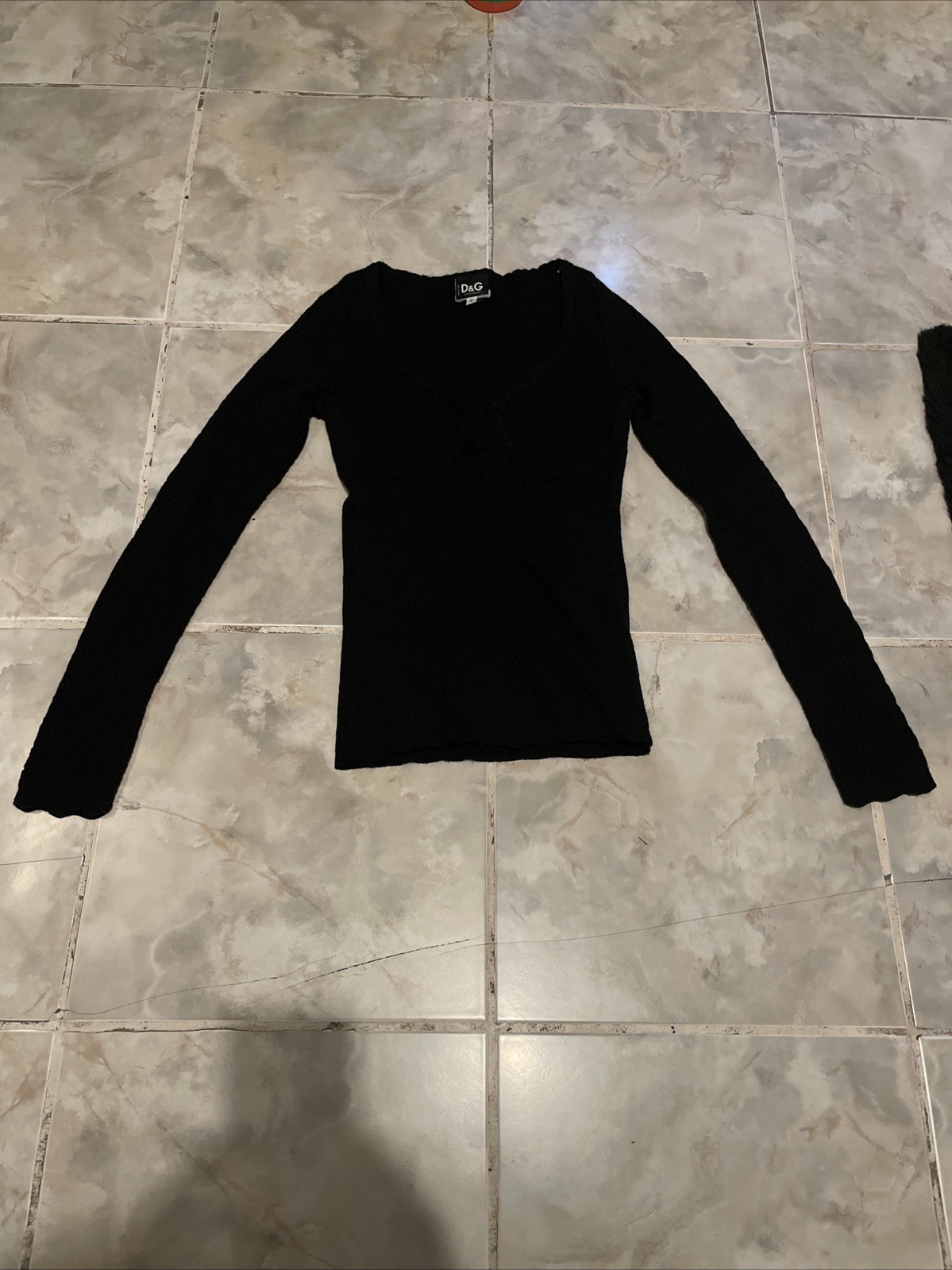 VTG 80s 90s Dolce & Gabbana Women’s SZ S Blouse Knit Ribbed Longsleeve T-Shirt