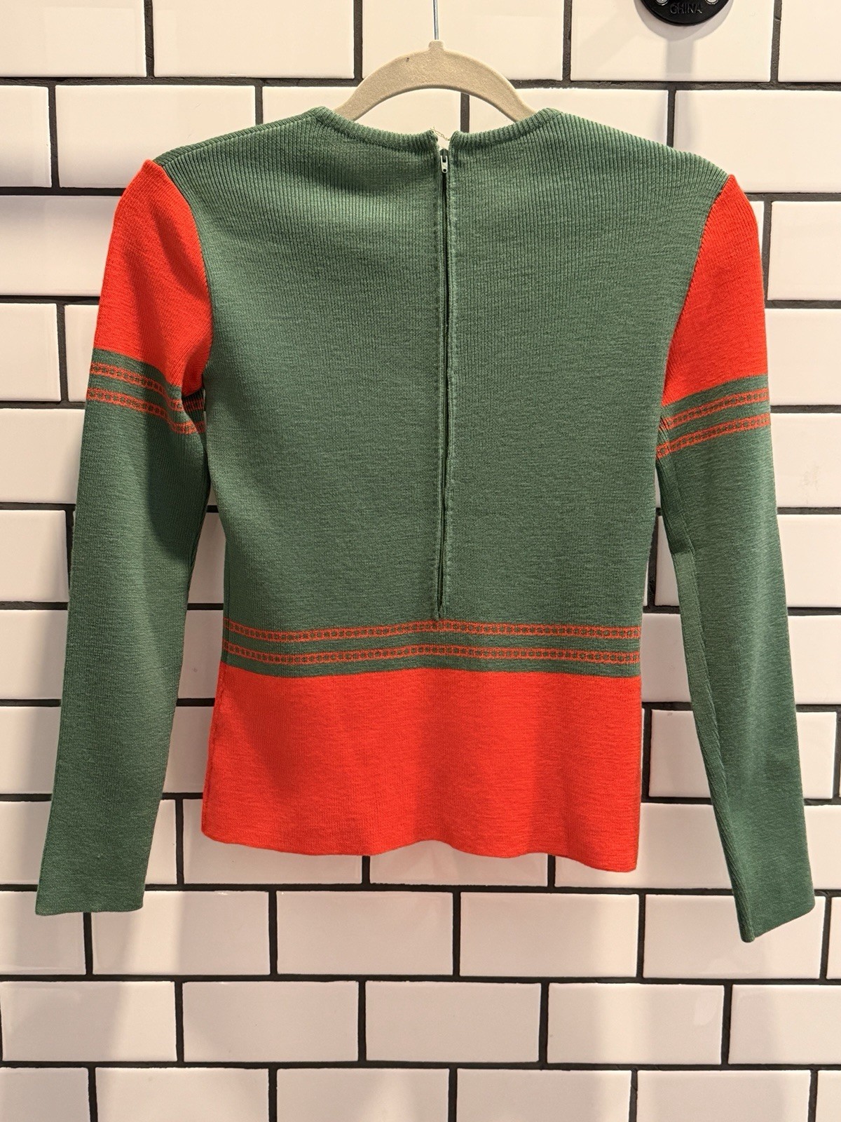 Vintage Gino Paoli Ski Sweater Red Green Excellent Condition Size S