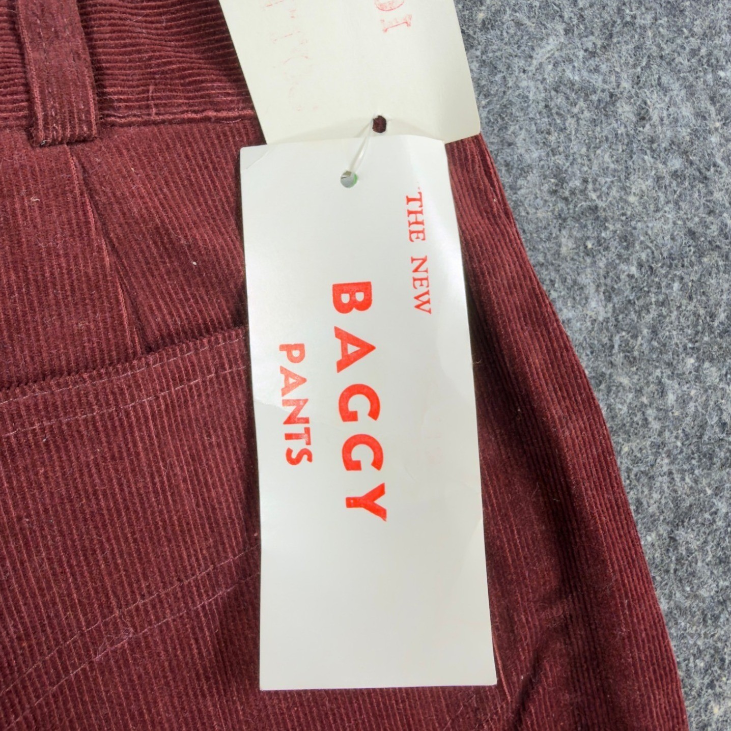 ILGWU Vintage 80s Baggy Pants Women Small Burgundy Cotton Corduroy NWT Deadstock