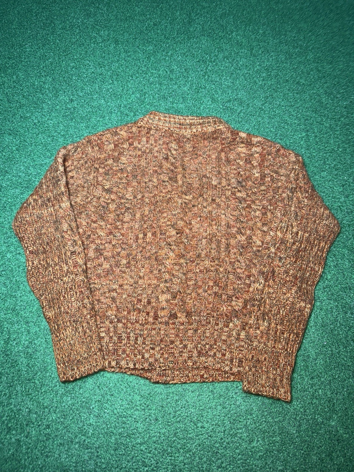 Vintage Thane Virgin Wool 50s 60s Retro Knit Cardigan Orange S/M 18×21 Sweater