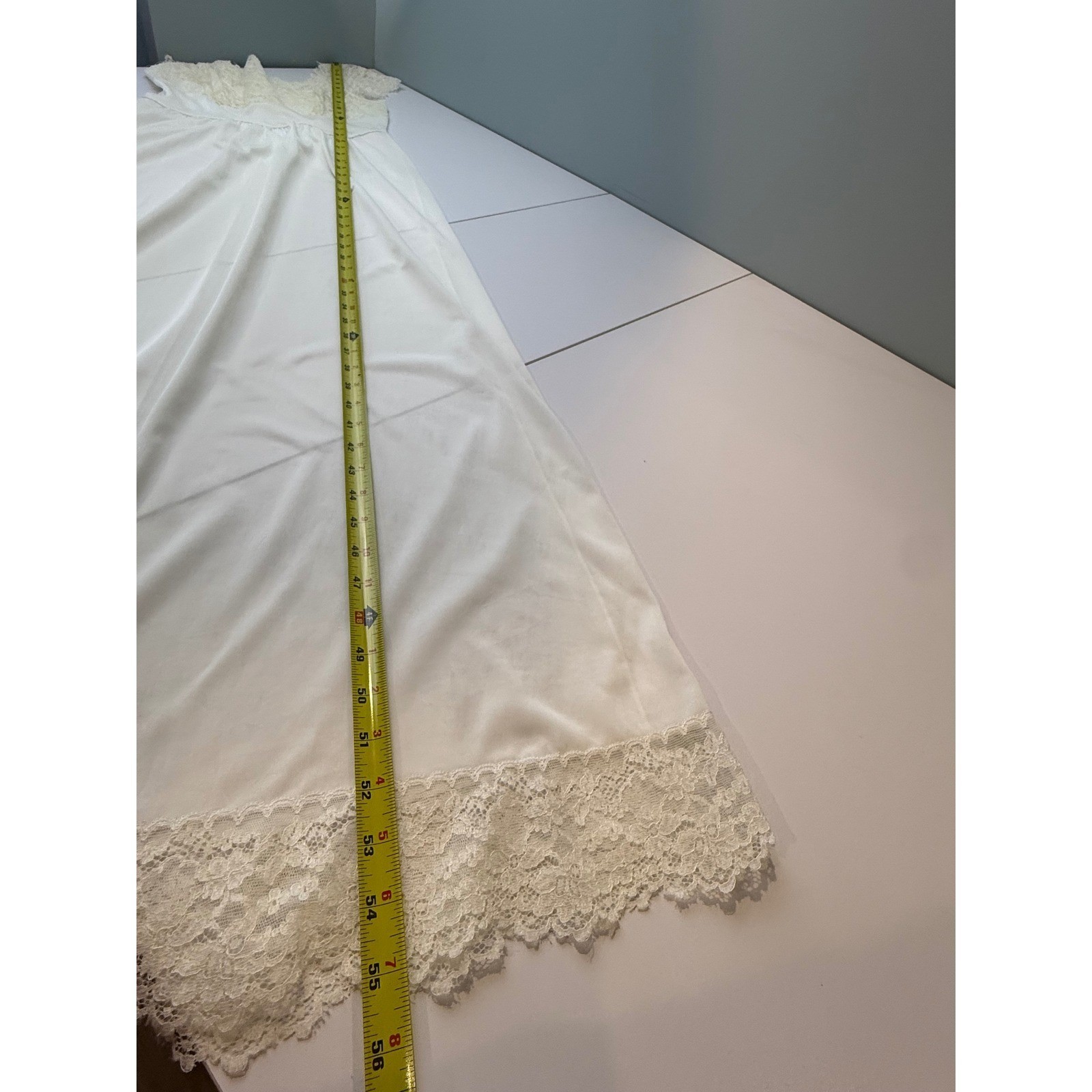 Carter’s Vtg Lace Nightgown Womens 34 Small White Nylon Maxi Bridal Coquette