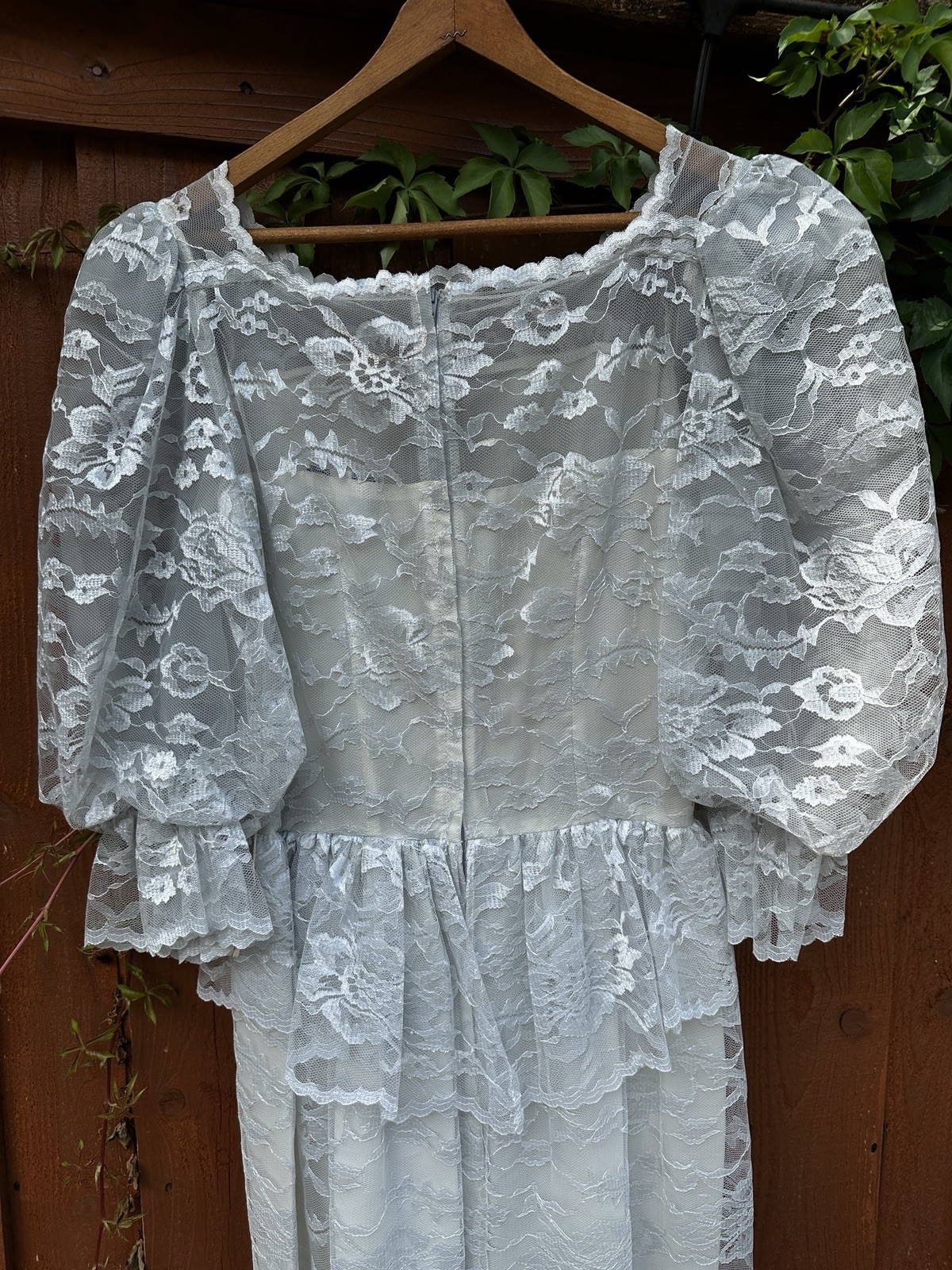 Vintage Cachet By Bari Protas Gray Lace Maxi Dress Size 5/6