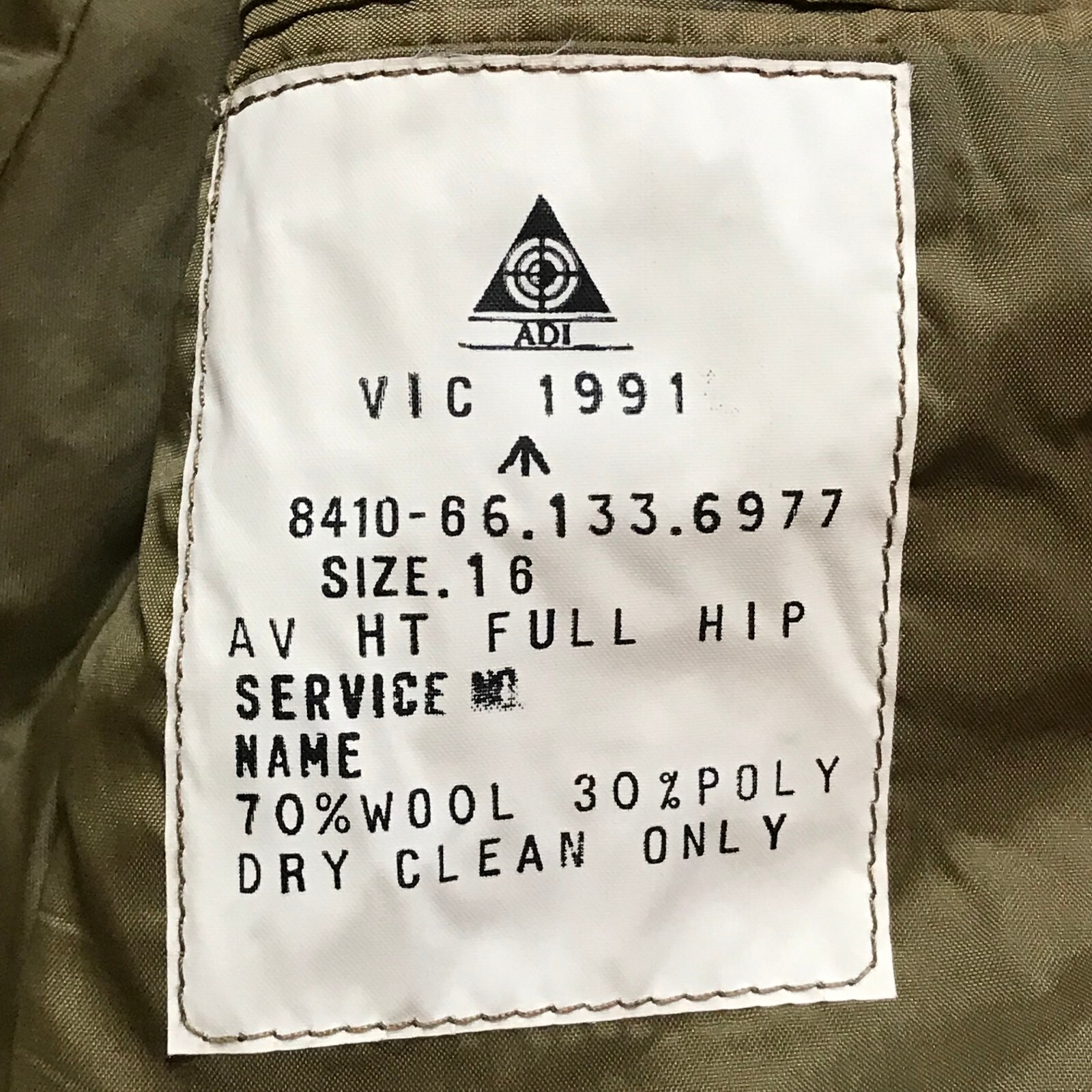Vintage 1991 Army Khaki Green Jacket Size 16 Wool & Polyester ( VERY RARE ) New