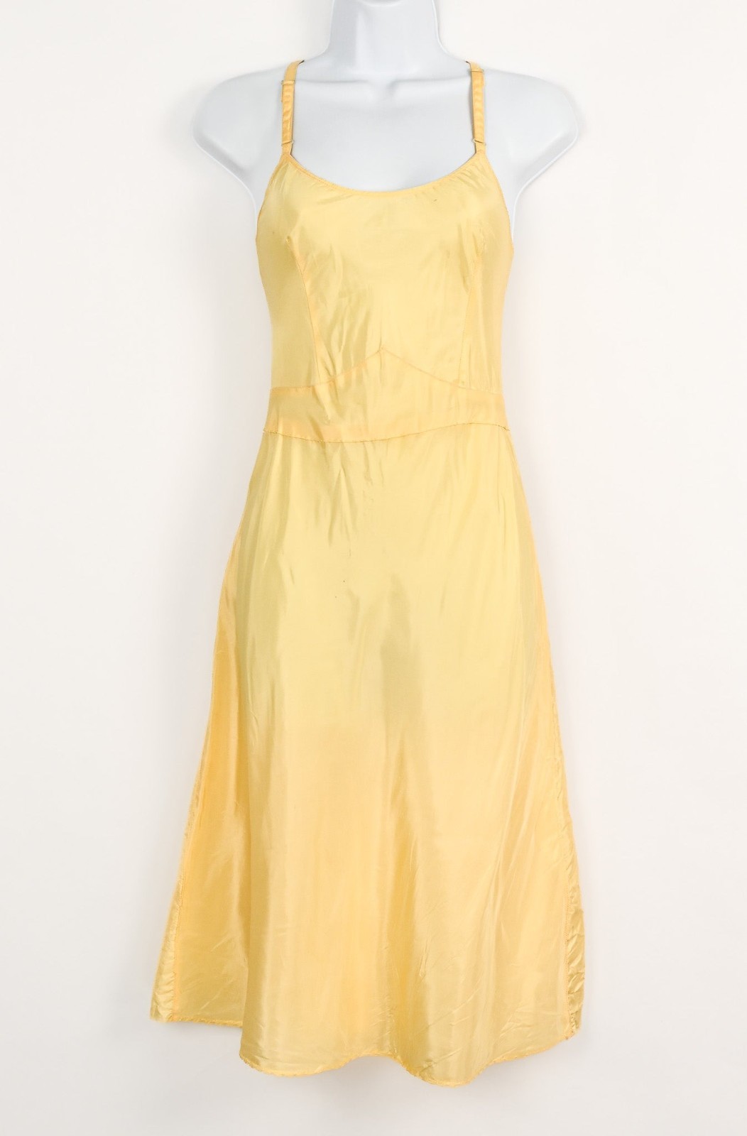 Vintage 40s Yellow Celanese Taffeta THE SNIP-IT SLIP Full Slip Dress – 32