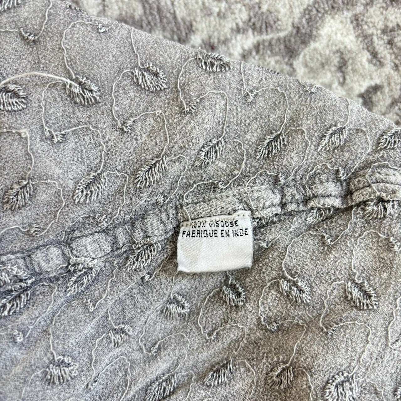 Vintage Silver Gray Boho Tunic Top Textured Long Sleeve Hippie Fairy Grunge
