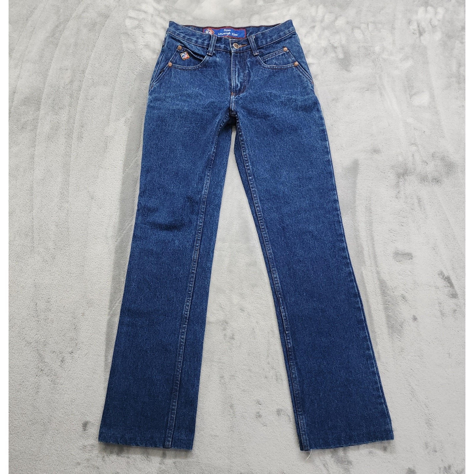 Vintage 90s Posted Jeans Womens 1/2 W27 Blue Slim Lowered Rise Western HEMMED