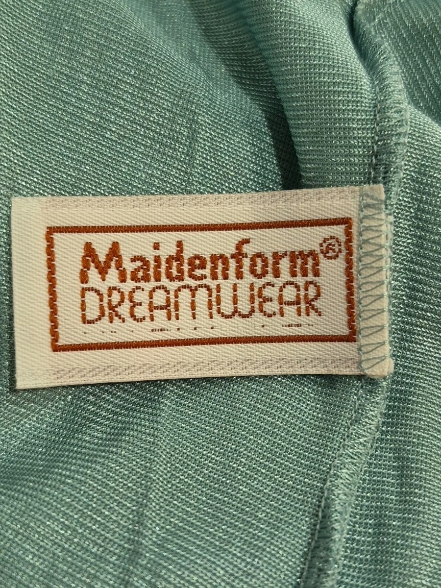 Vintage 1970s Maidenform Dreamwear Maxi Nylon Robe Dusty Blue Large USA Made