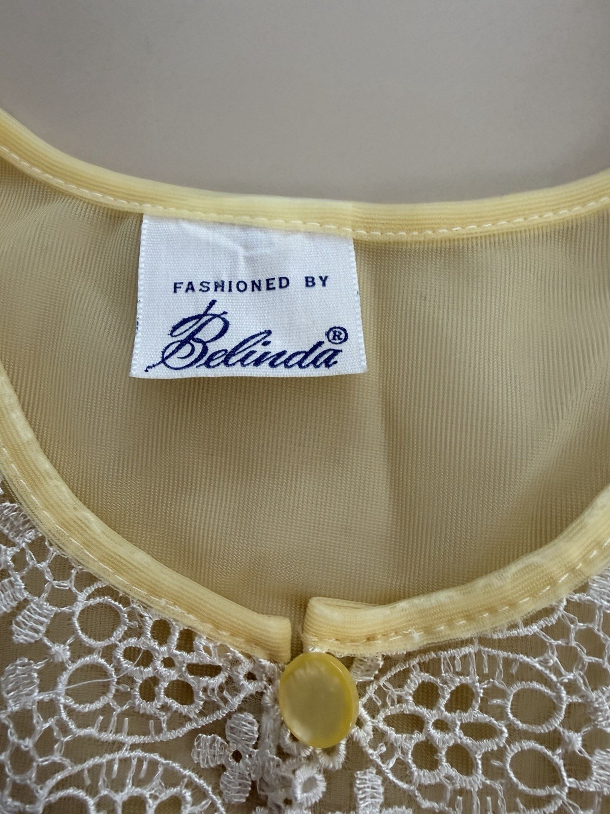 Vintage Fashioned by Belinda Yellow Chiffon Nightgown S Negligee Sheer Sleepwear