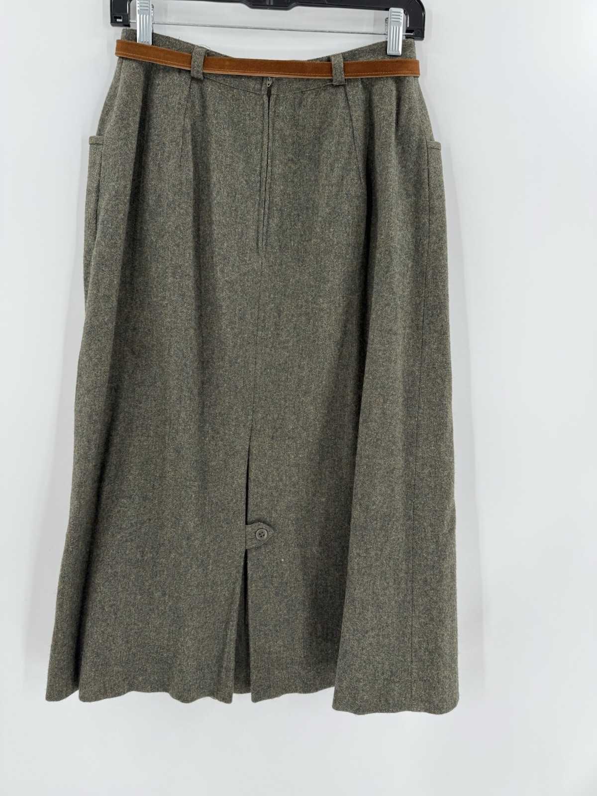 GORGEOUS MINIMALIST VINTAGE John Meyer Green Maxi Pencil Skirt 100% WOOL Size 12
