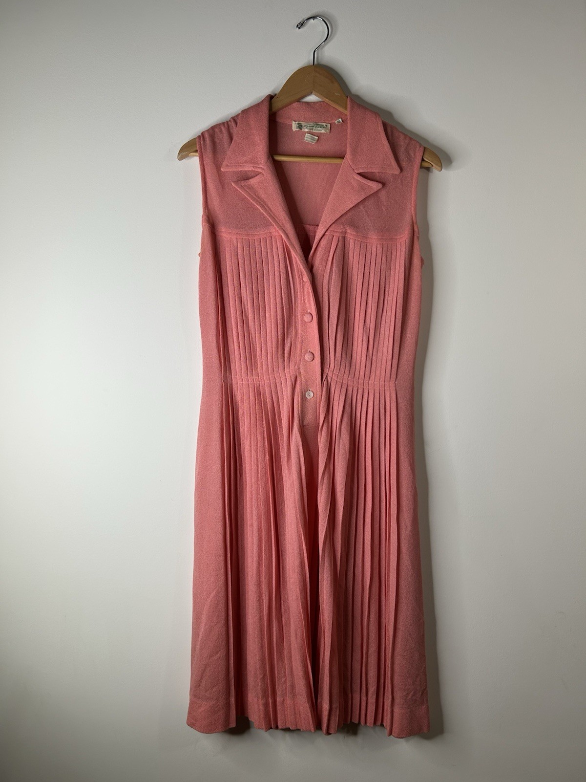 Vintage 1970’s Gino Paoli Dress Women’s Pink Pleated Fit Flare Italian