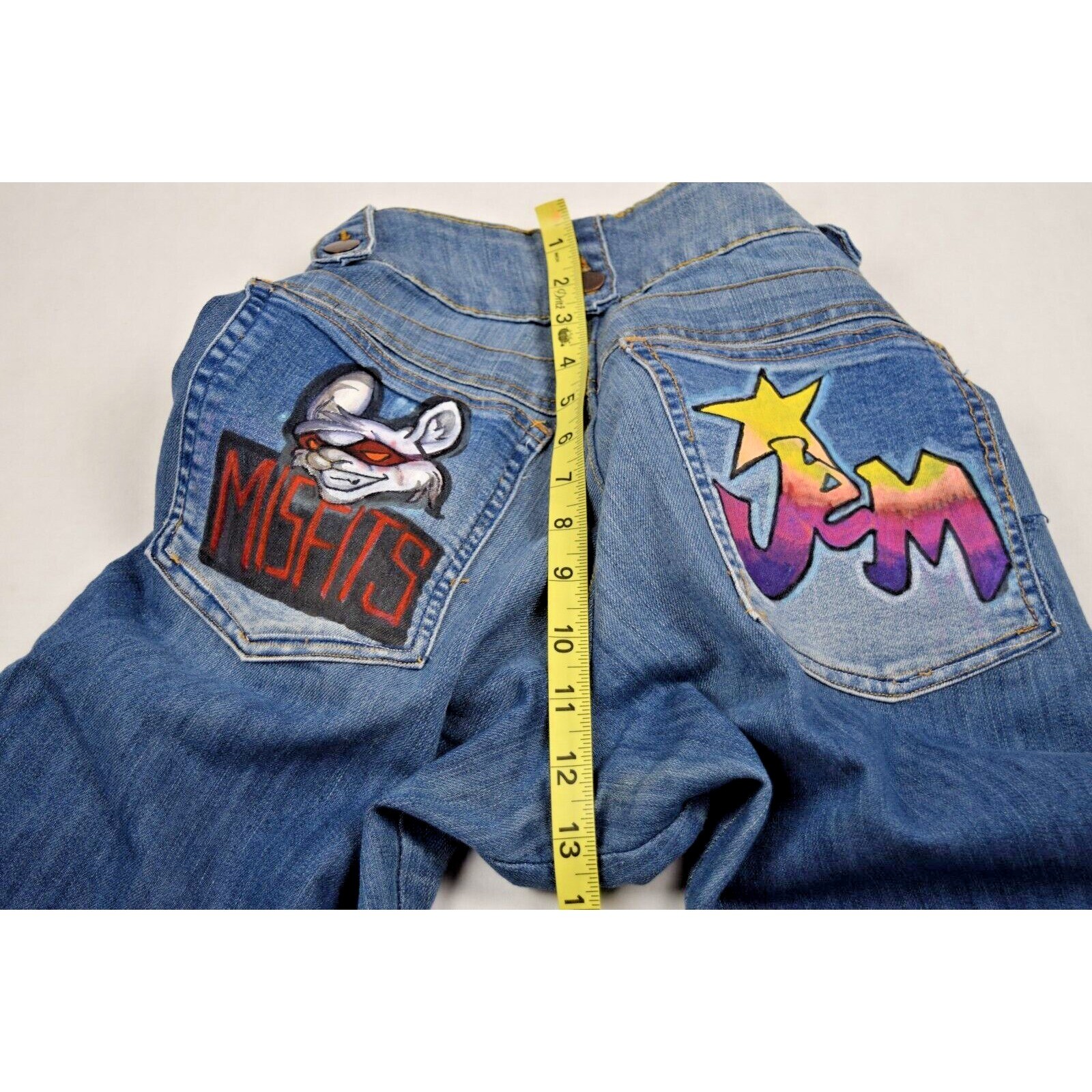 Vintage Hand Painted Jeans Jem TV Misfits Band Size 28 x 31 S/M 00s Orsay Jeans
