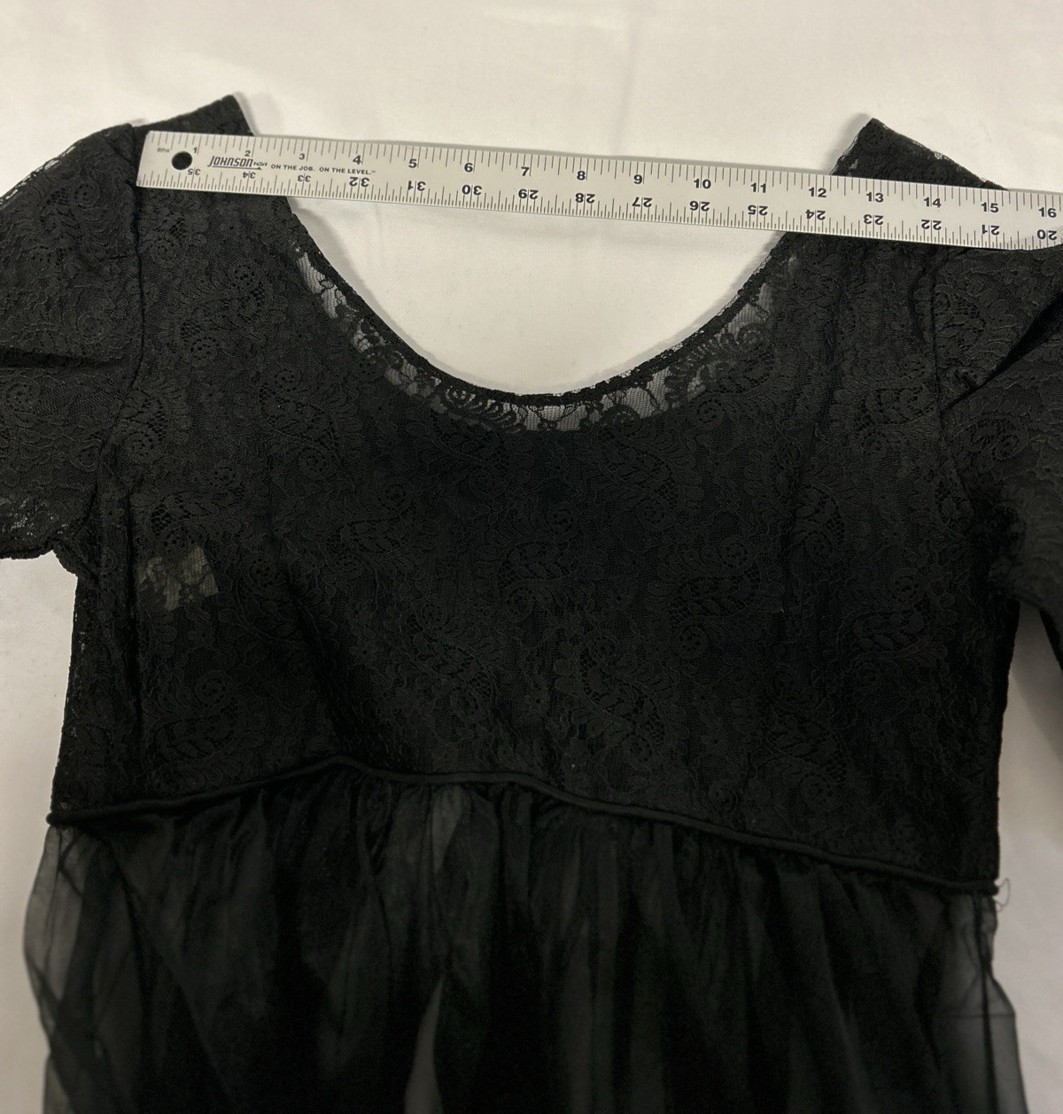 1964 VTG Lisette Women’s Size 34 (S) Black 2Pc Chiffon Peignoir Lacy Buttons