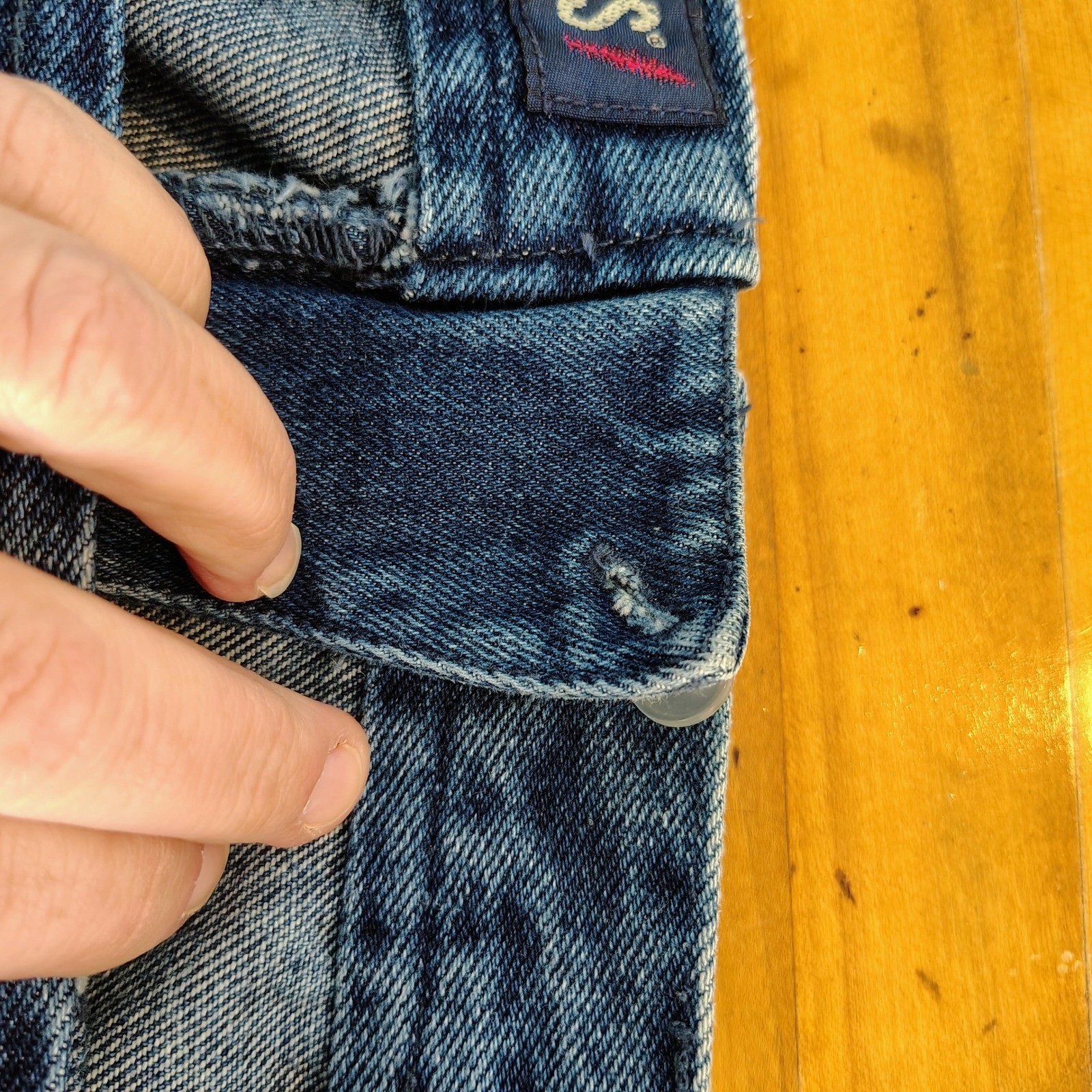 LA Blues Vintage High Waisted Tapered Jeans Blue Denim Ring Buckle Size 8 27×31