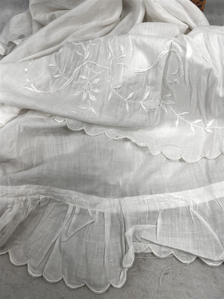 antique petticoat long cotton lawn embroidered ruffle 1890s repair repurpose