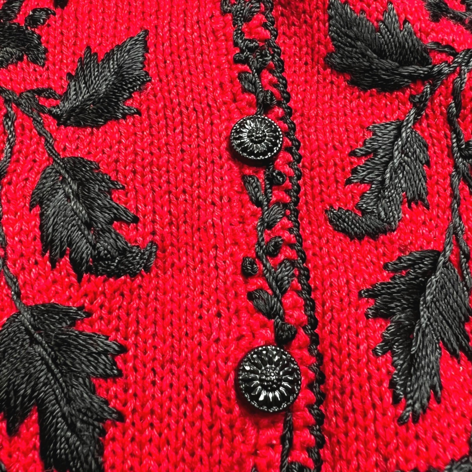 VTG 90s Heirloom Collectibles Cardigan Red Beaded Embroidered Grammacore Large
