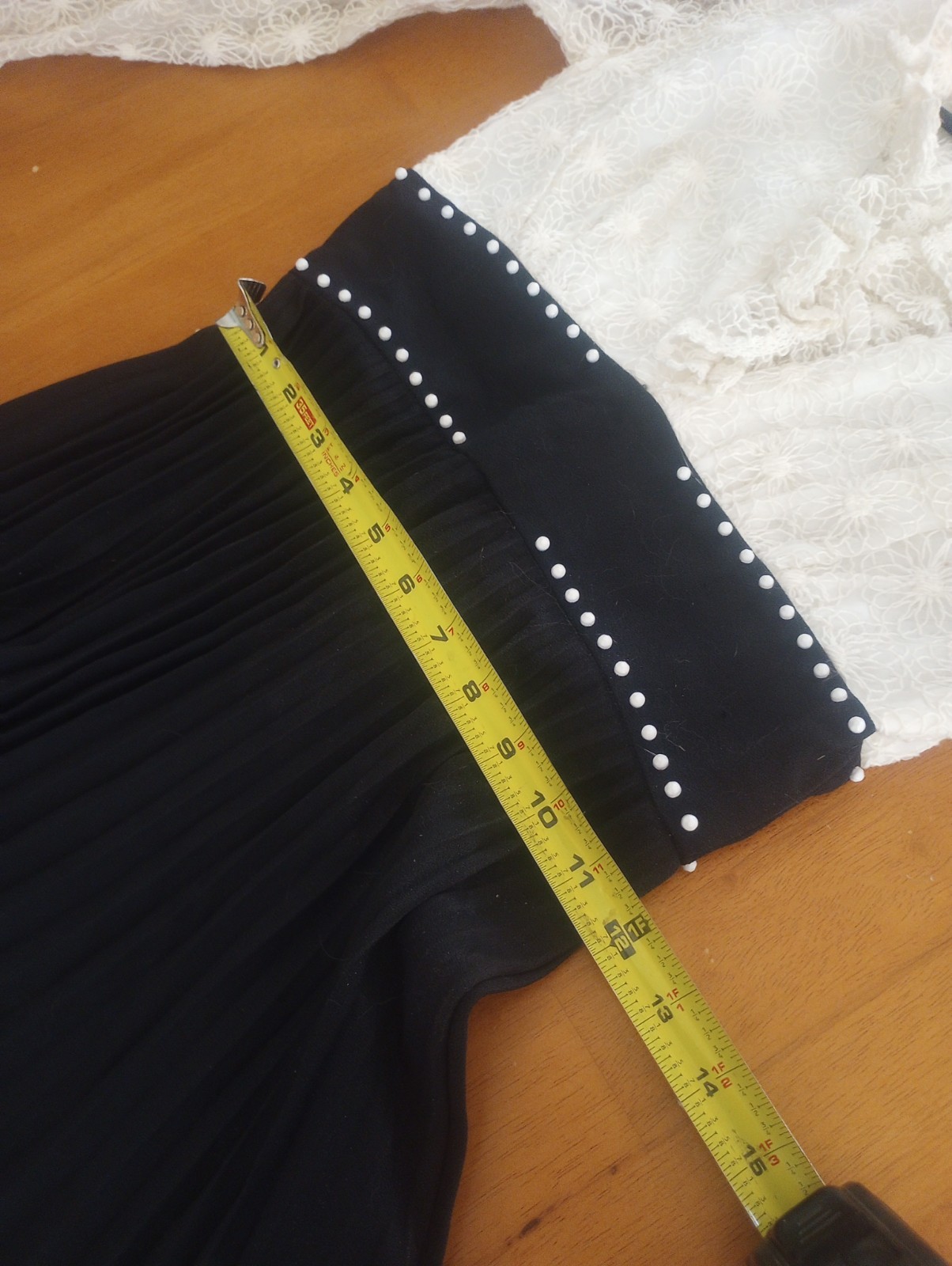 vintage black and white gown, ruffles and floral lace, empire waist no tags