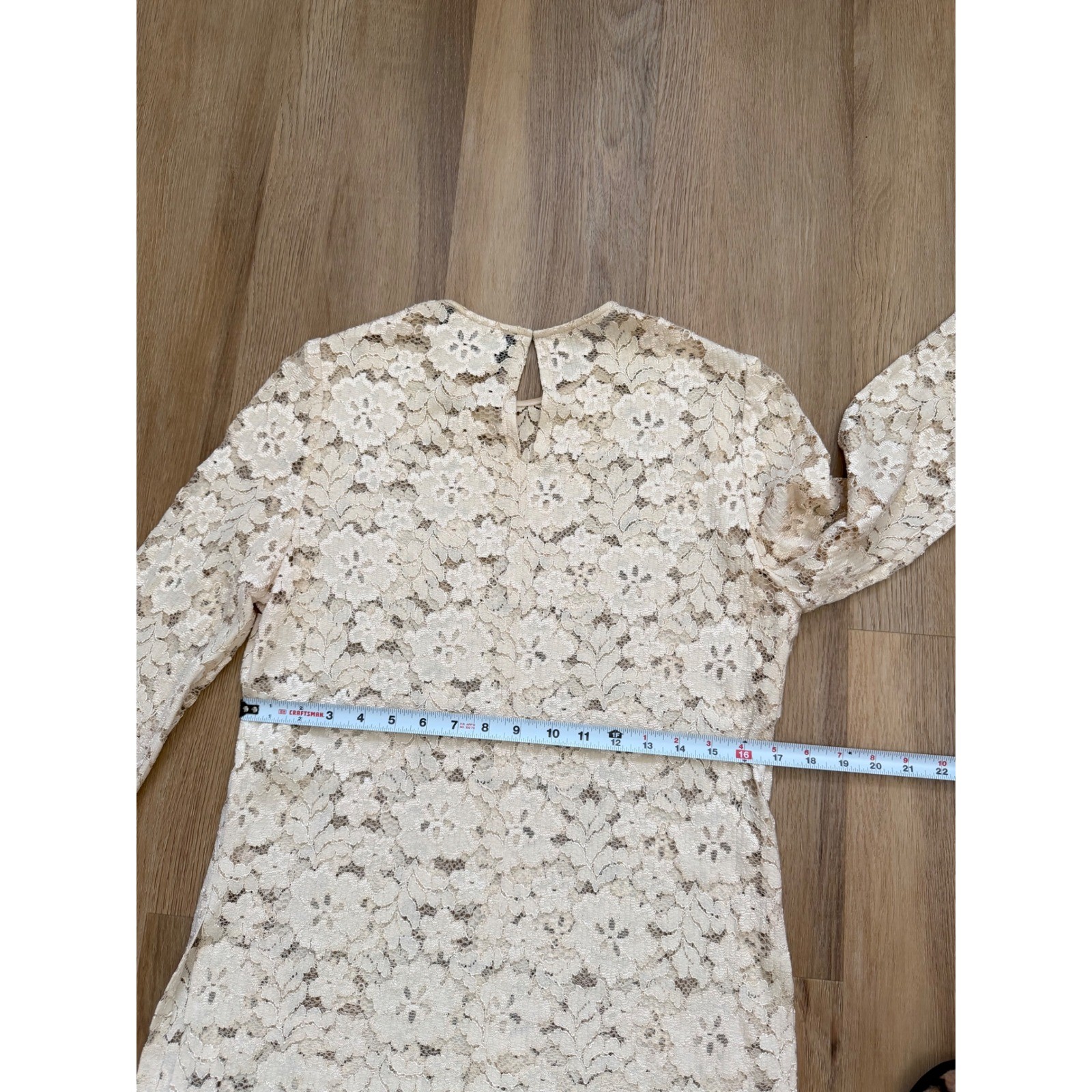 Vintage Lace Blouse Cream gold Floral Long Sleeve 12 coverup boho festival