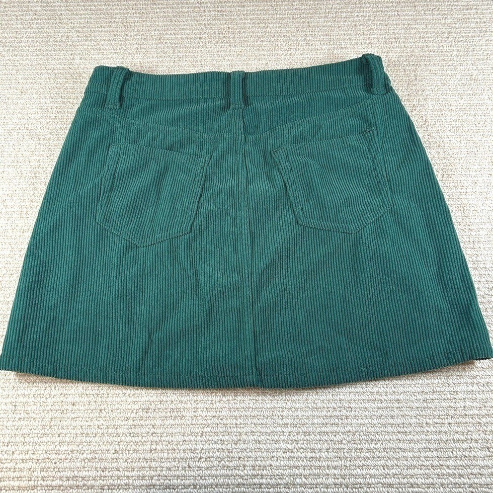 No Boundaries Corduroy Mini Skirt Juniors 5 Hunter Green Button Front 90s Y2K