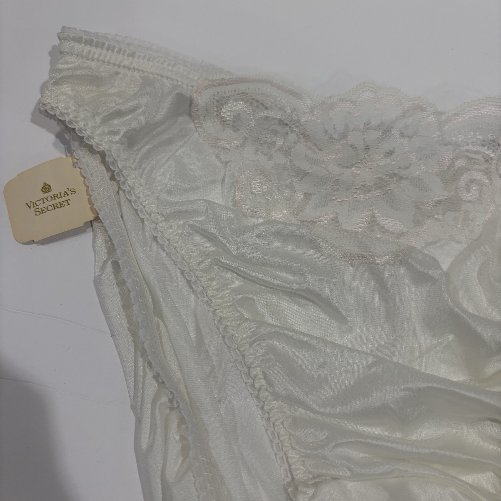 Vtg VICTORIAS SECRET Satin Panties Lot Gold Crown Label Lace Hi Cut NWT Sz L