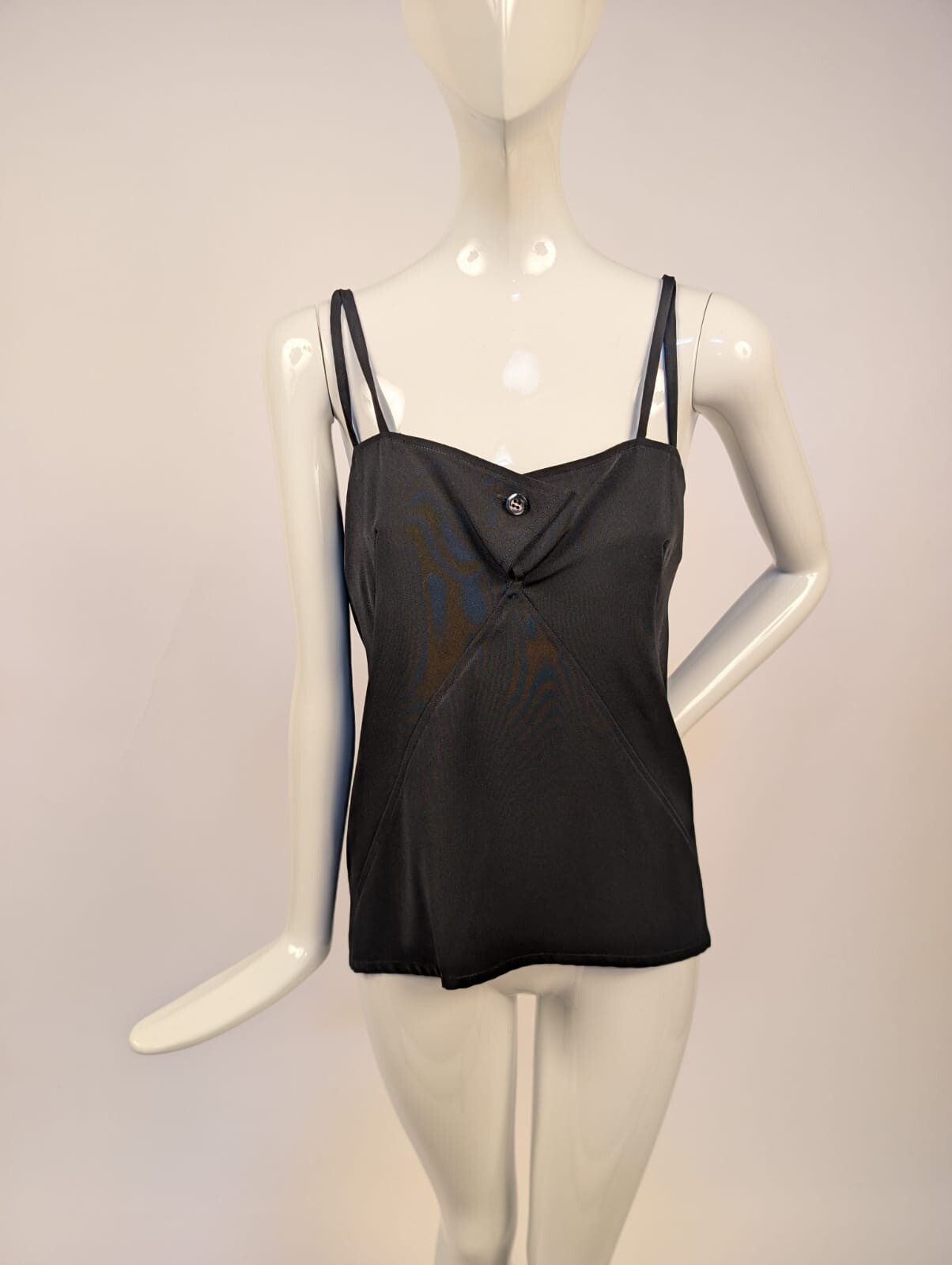 DESIGNER TED LAPIDUS – PARIS VINTAGE BLACK SILK CAMISOLE TOP