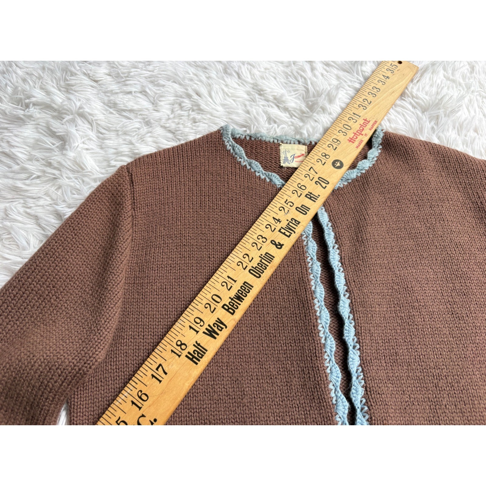 Vintage 60s 3 Piece Knit Skirt Suit Brown Blue Cardigan Shell Mod Jackie O