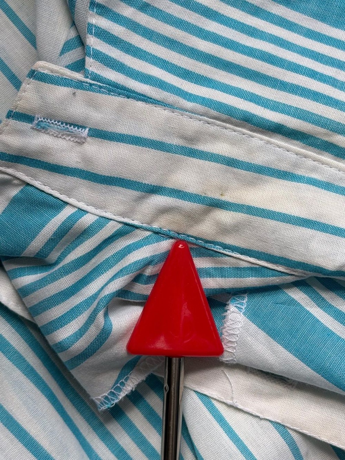 Vintage 1980s The American Shirt Dress Size 5/6 Blue White Striped Fit Flare USA