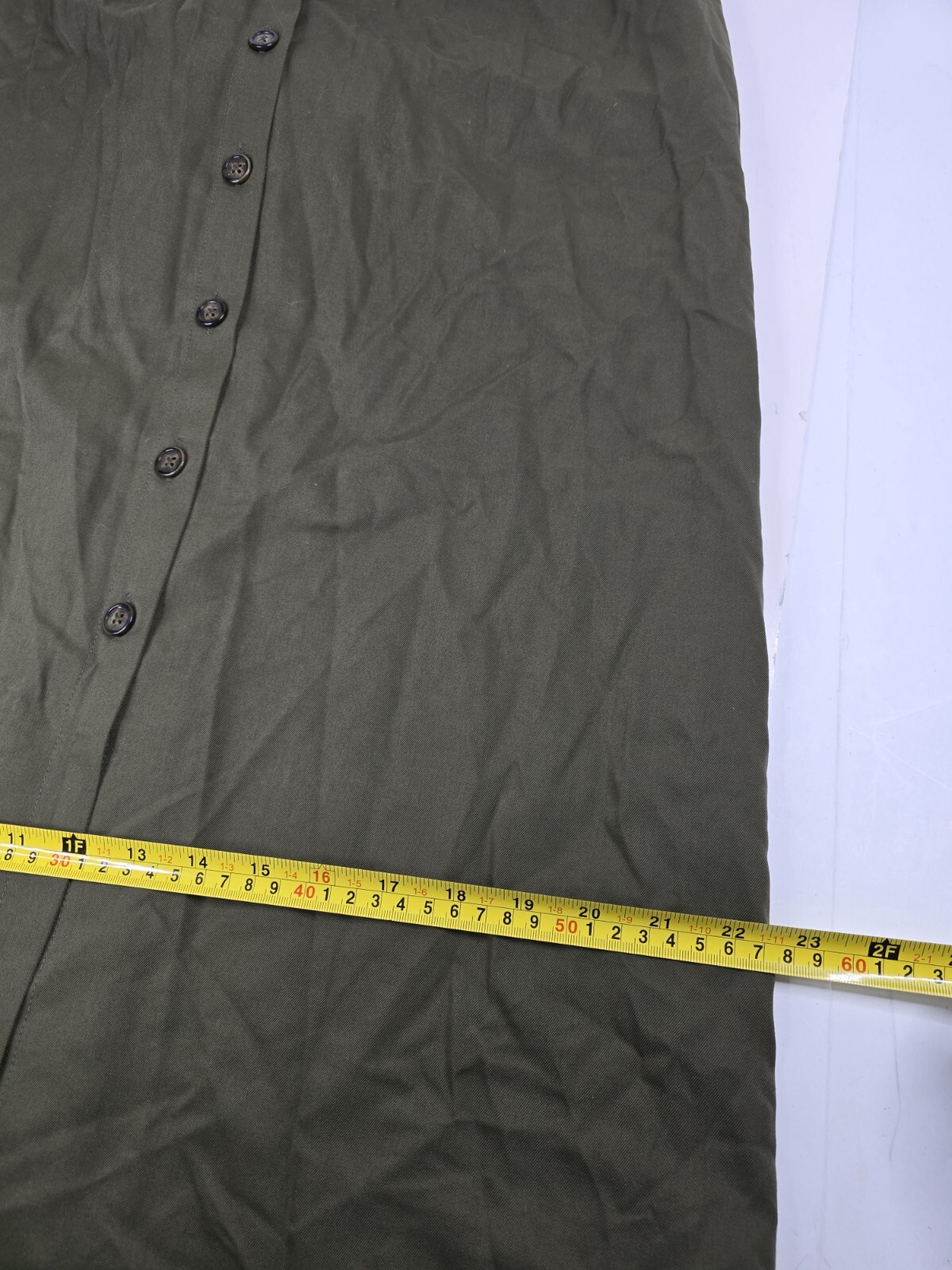 Vtg Green Travel Smith Button Skirt Dress Womens Size L Large Boho Military USA