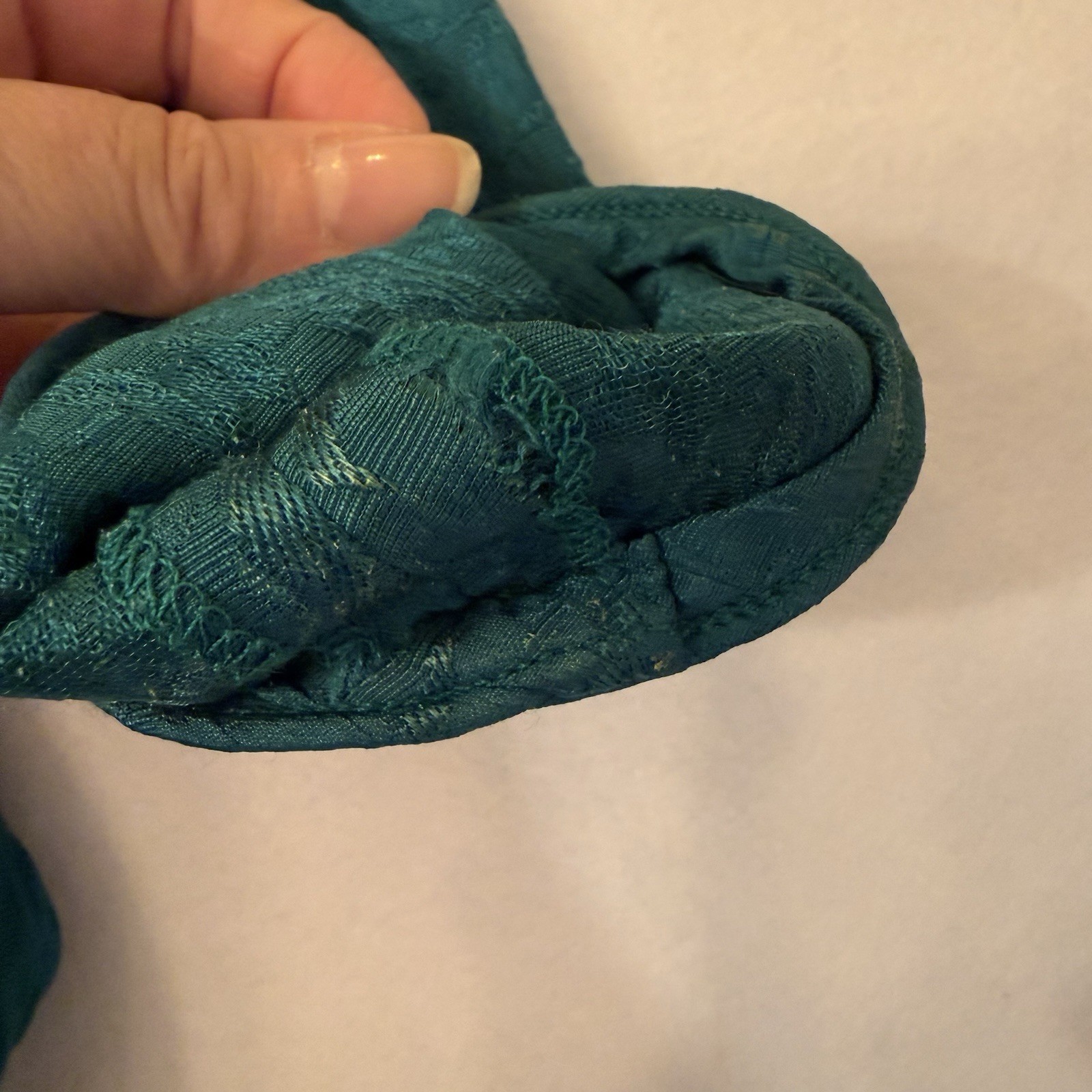 Vintage Mary McFadden for Saks Fifth Avenue Teal Silk Jacquard Dress – Size 16