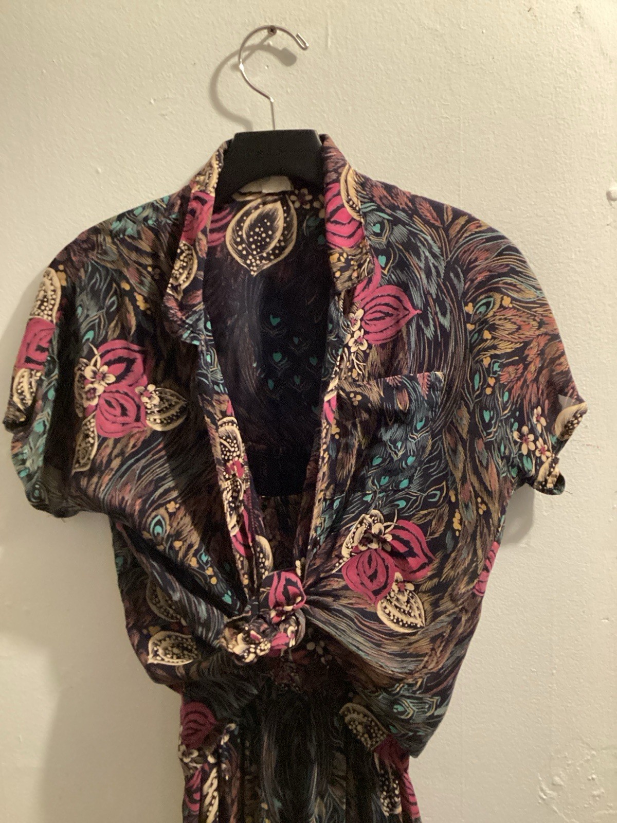vintage 70’s floral silk crepe disco jumpsuit w/ blouse sz M