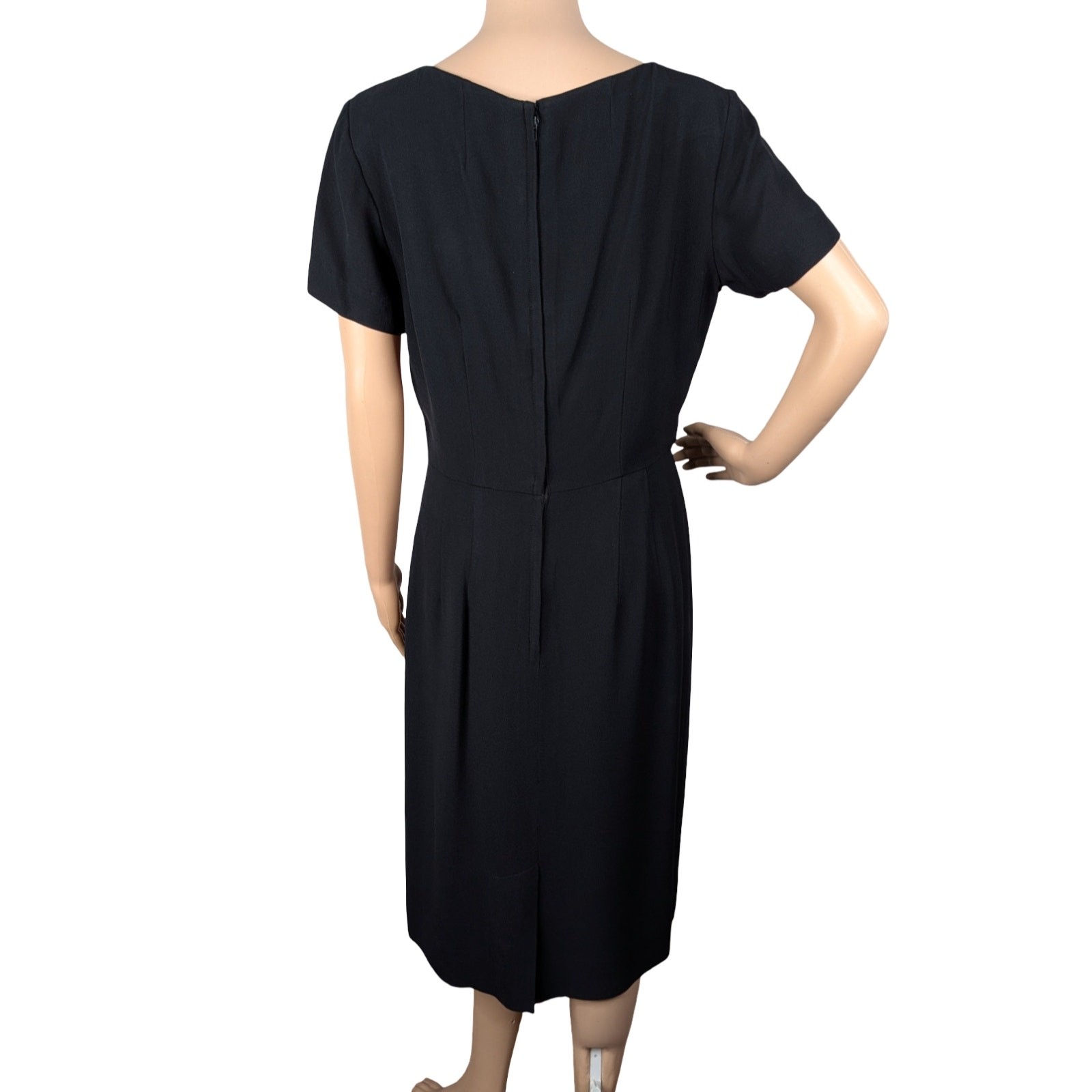 Vtg 50s Henry Lee Black Sheath Dress M Mid-Century Pinup Hourglass Rockabilly