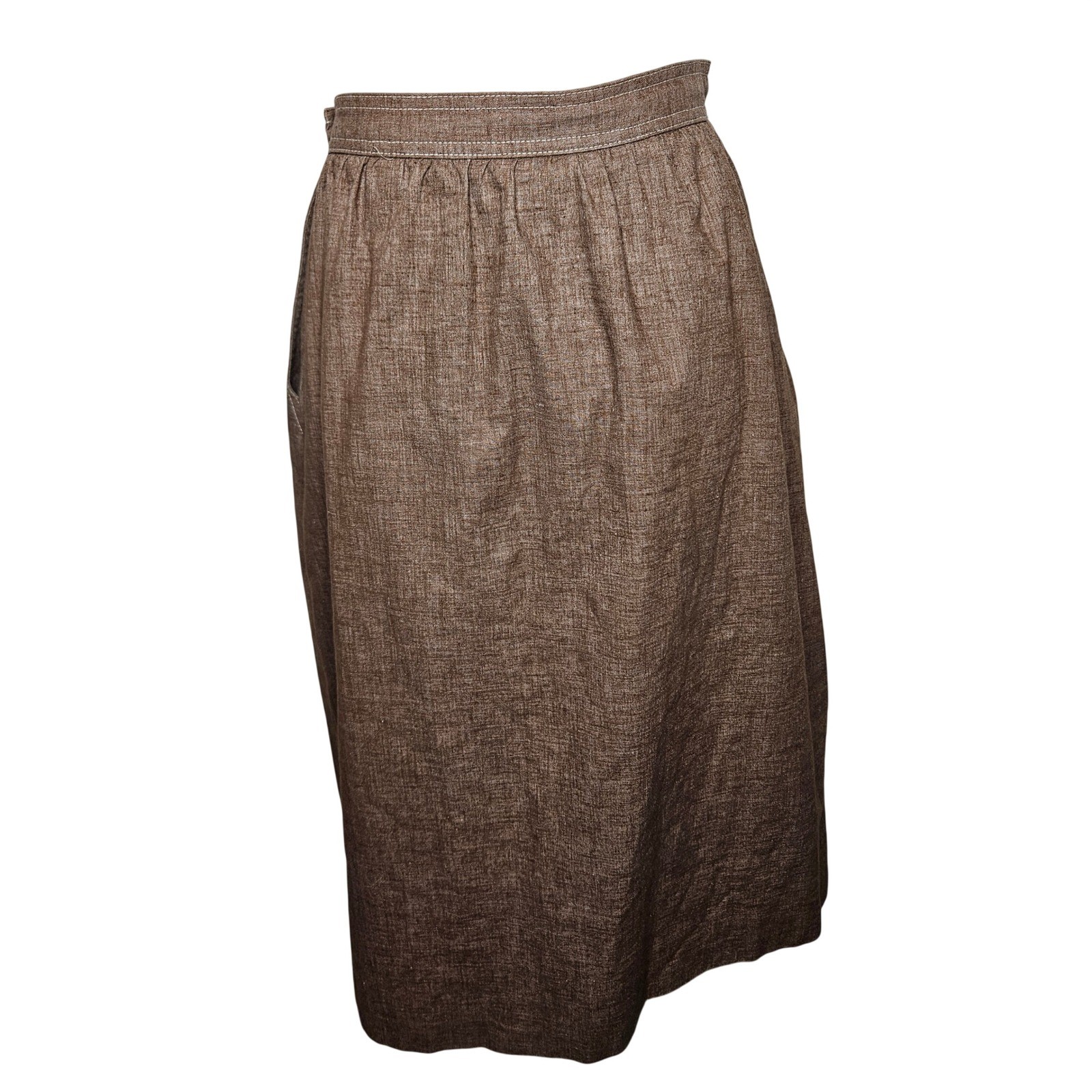 Vintage Country Suburbans Brown Textured Midi Skirt Made in USA ILGWU Size Sm