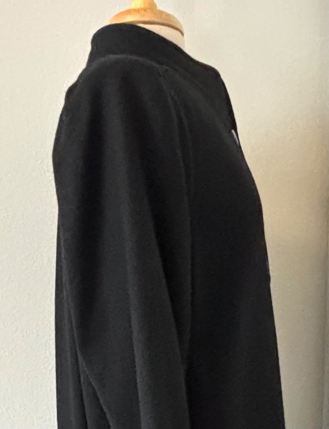 VTG ANDREA MARIN NEW YORK UNION MADE WMS BLACK WOOL BLEND COAT MAXI SEE MEASURE