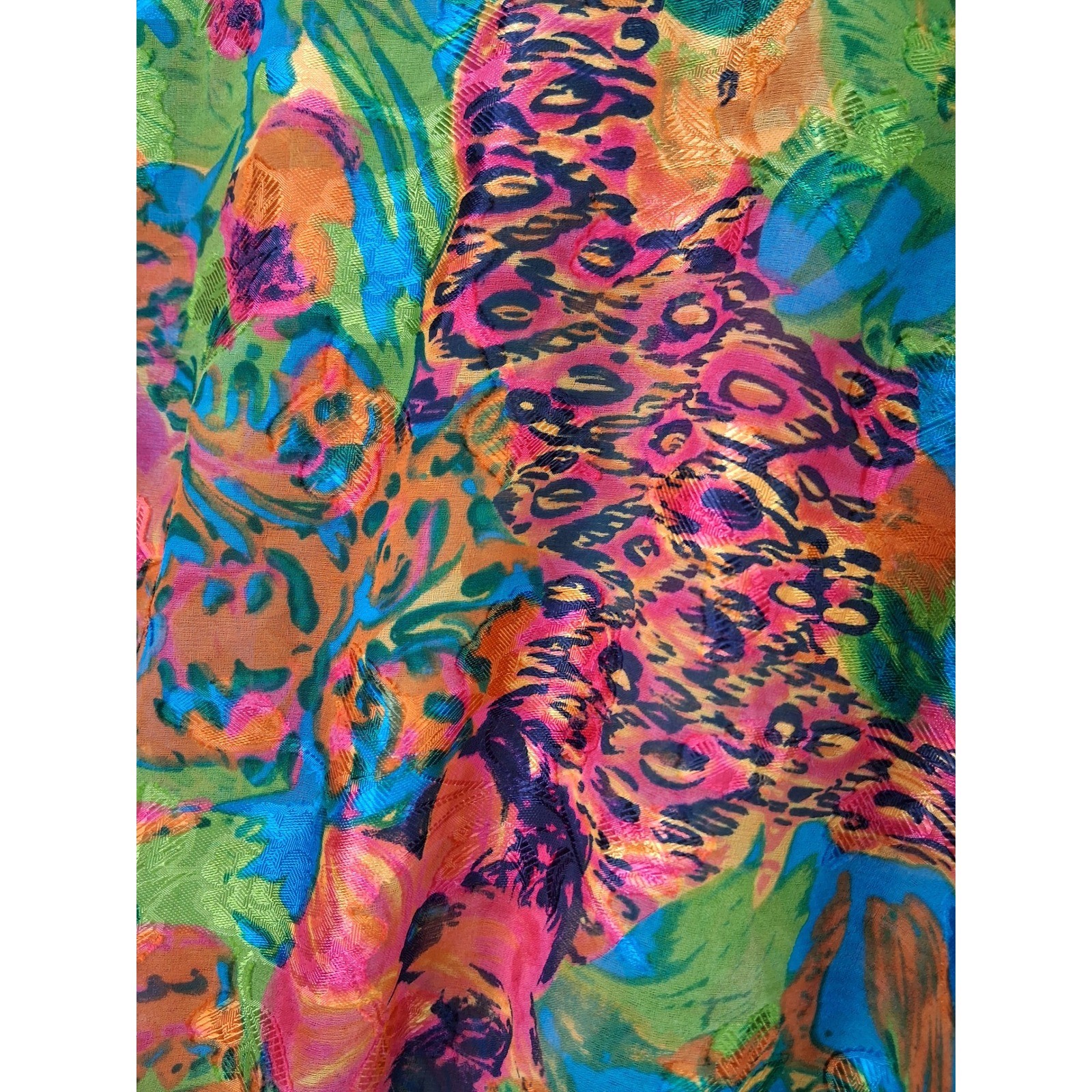 Gump’s Vintage Blouse Abstract Floral Animal Print Smocked Waist XL Multi-Color