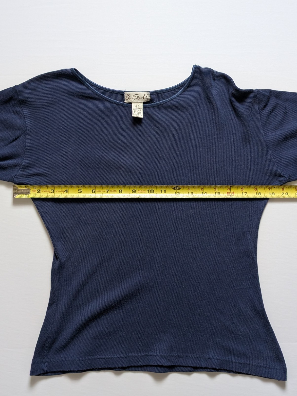 Vintage One Step Up Navy Blue Long Sleeve Blouse Women’s Size Large Cotton Blend