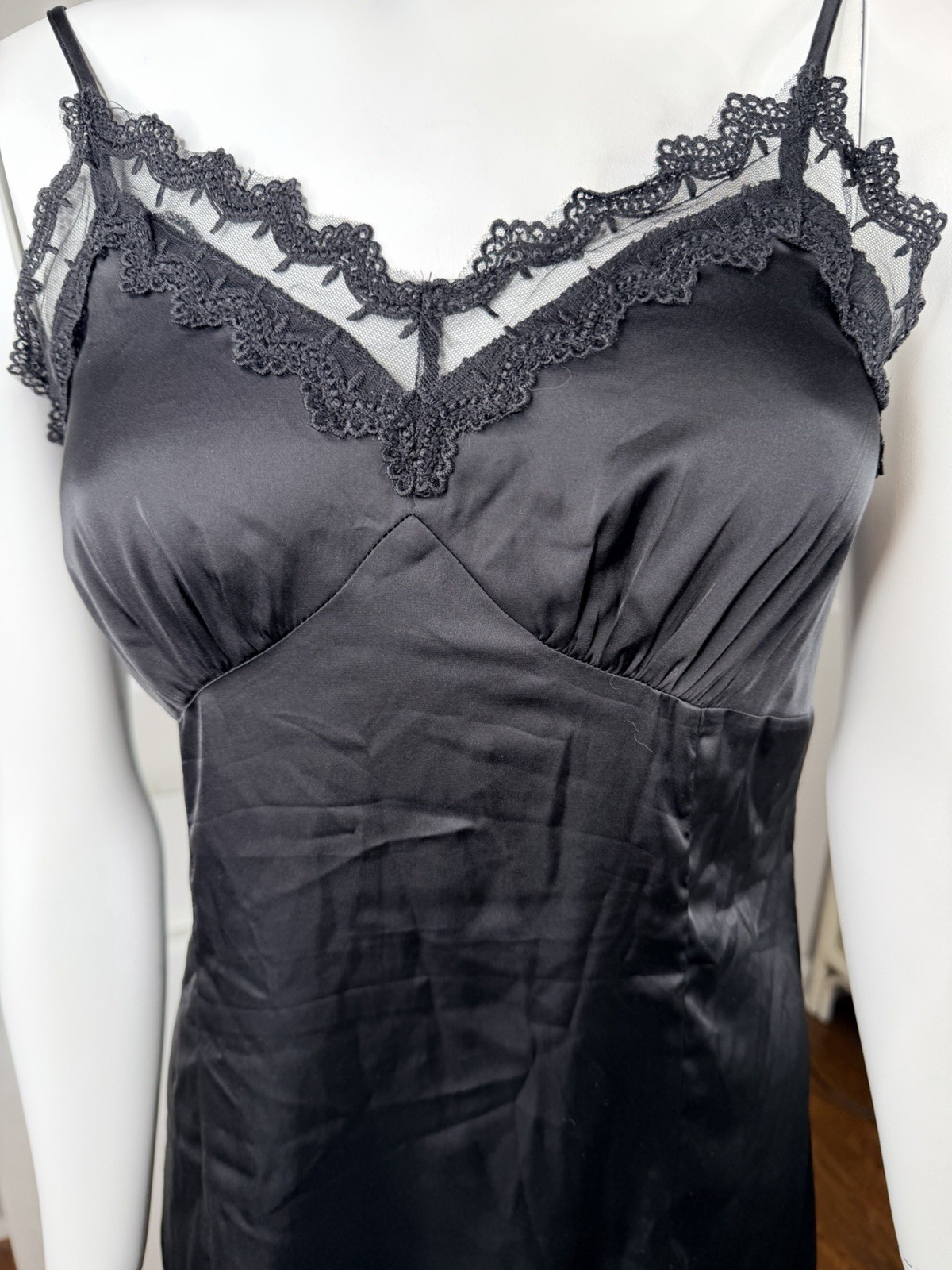 Belle Poque lingerie slip dress with lace small sexy adjustable straps black
